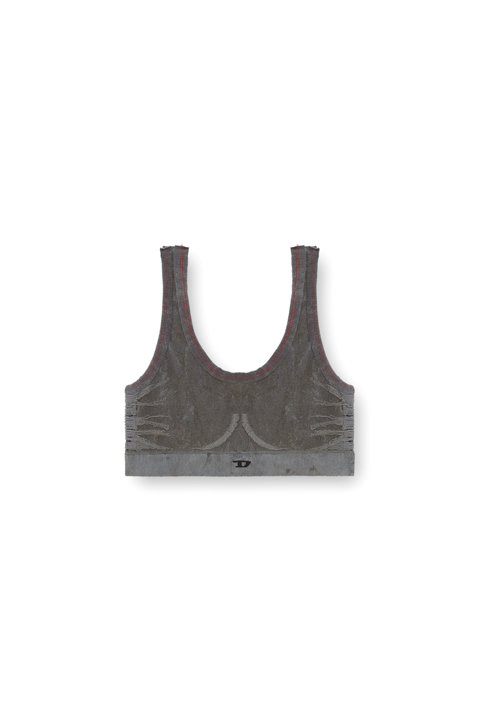 Diesel - AWB-NYA-WT01, Woman Ribbed bralette with frayed detailing in Grey - Image 3