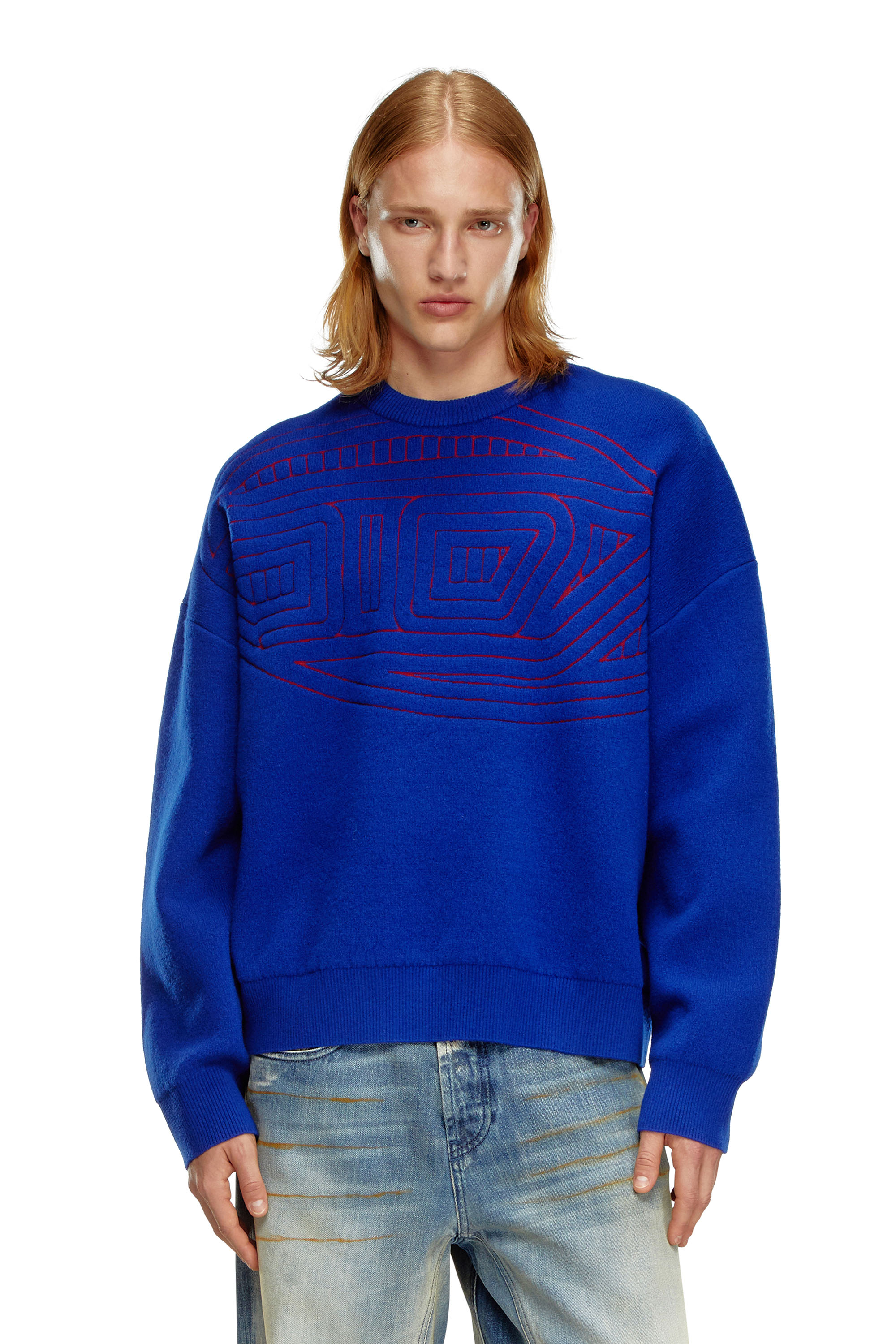 Diesel - K-RATIO, Man Wool-blend jumper with graphic logo in Blue - Image 1