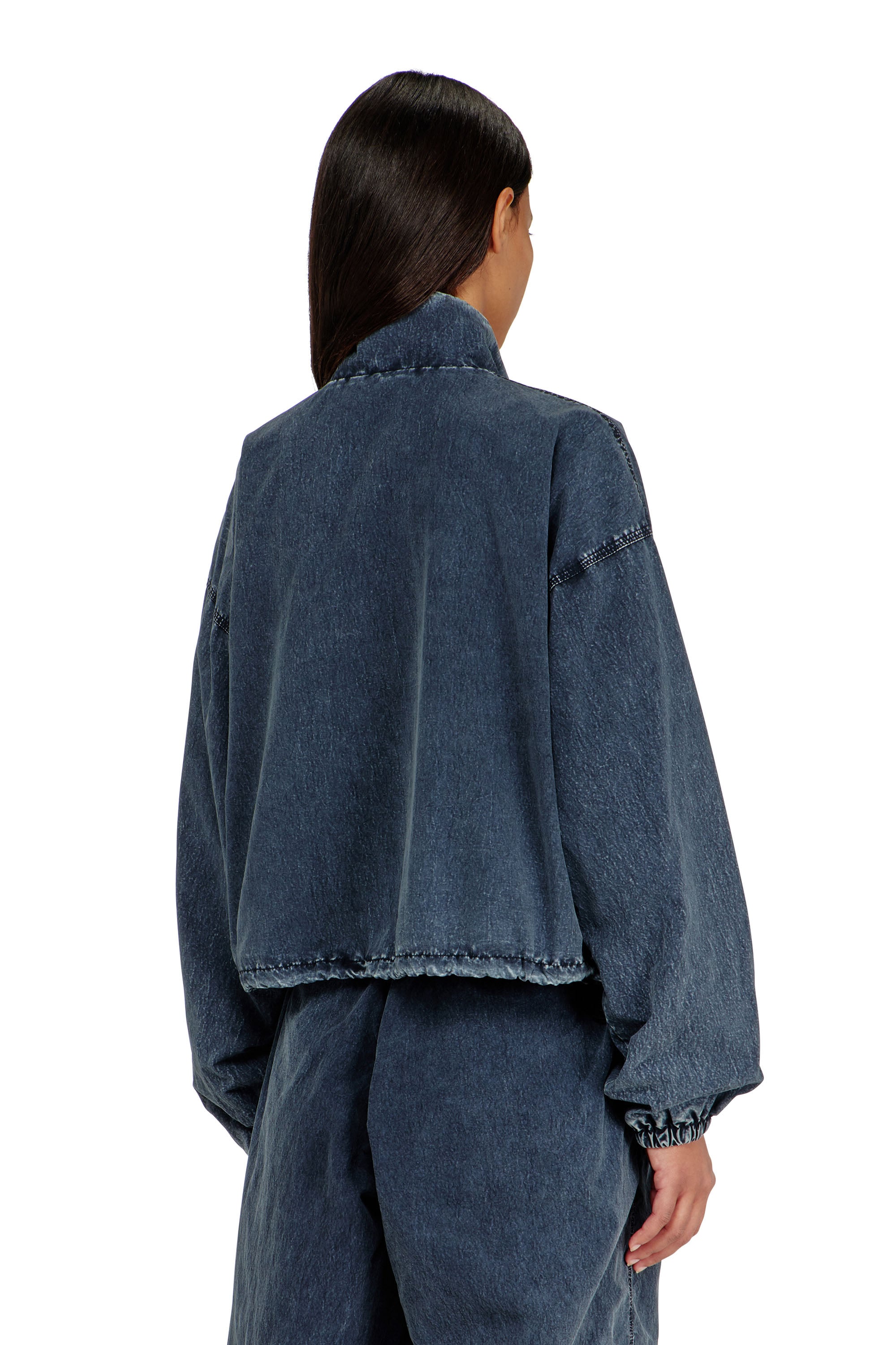 Diesel - G-LEAMER, Woman's Windbreaker jacket in acid-wash Taslan in Dark Blue - 4