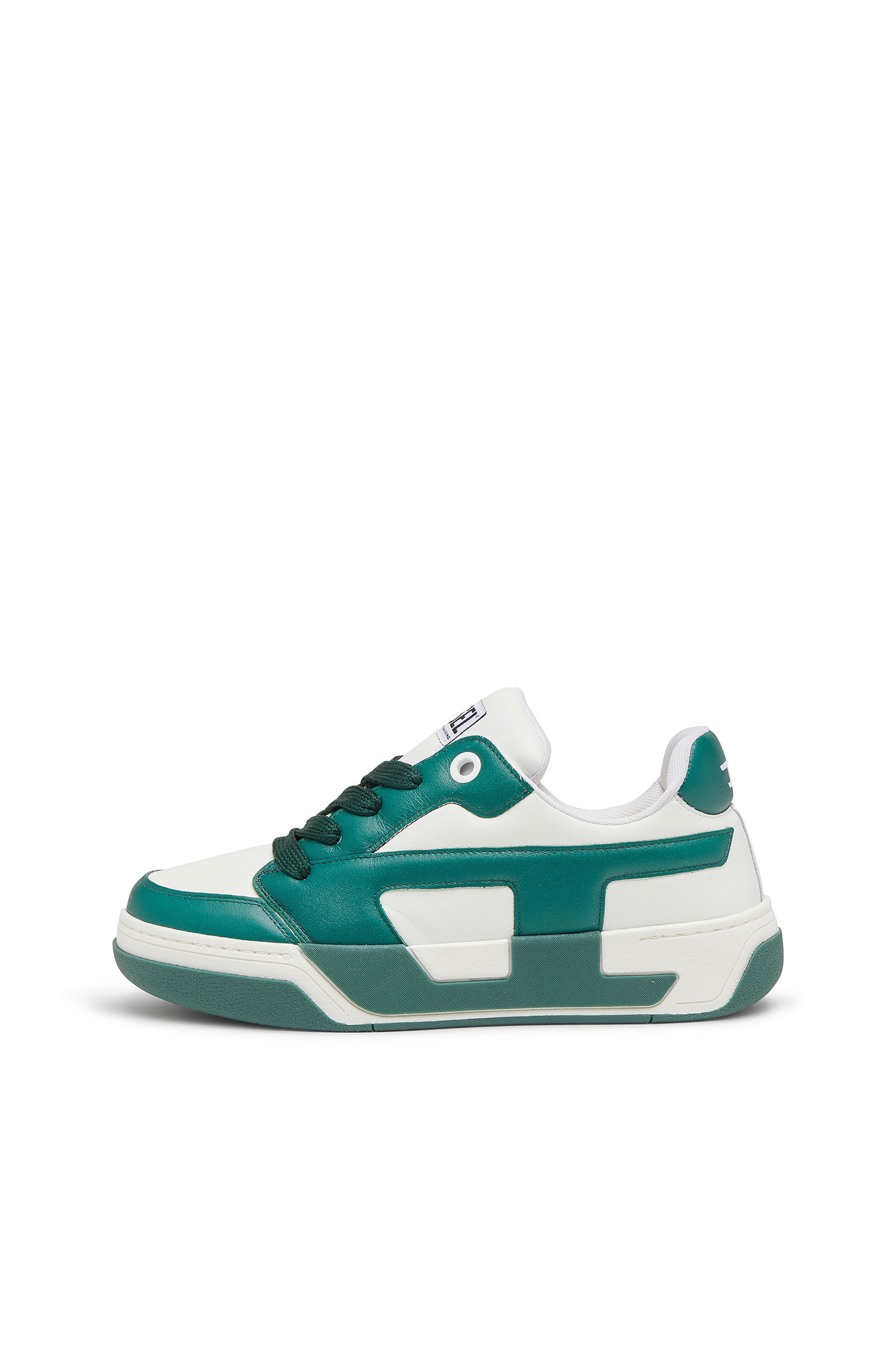 Diesel - S-D-OLLIE LOW, Man's D-Ollie-Sneakers in colour-block leather in White/Green - 2