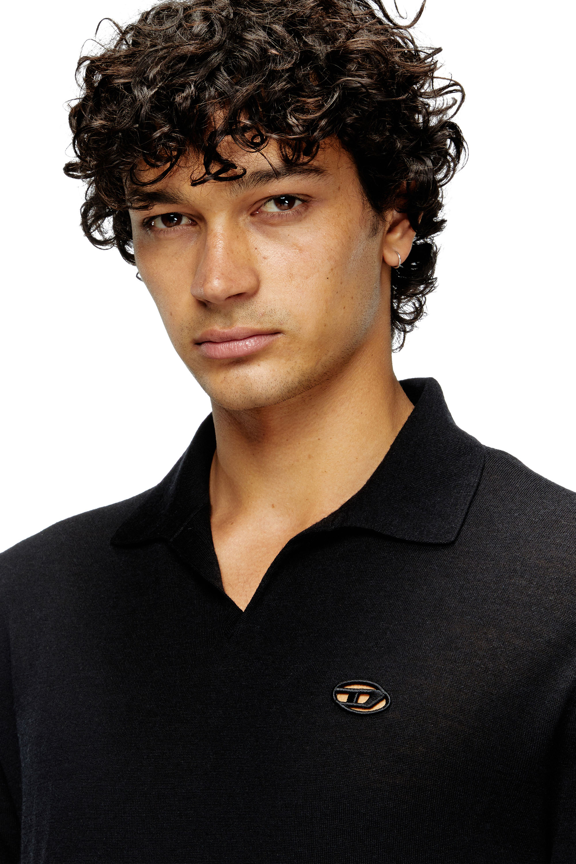 Diesel - K-GLARE, Man's Wool jumper with polo collar in Black - 5