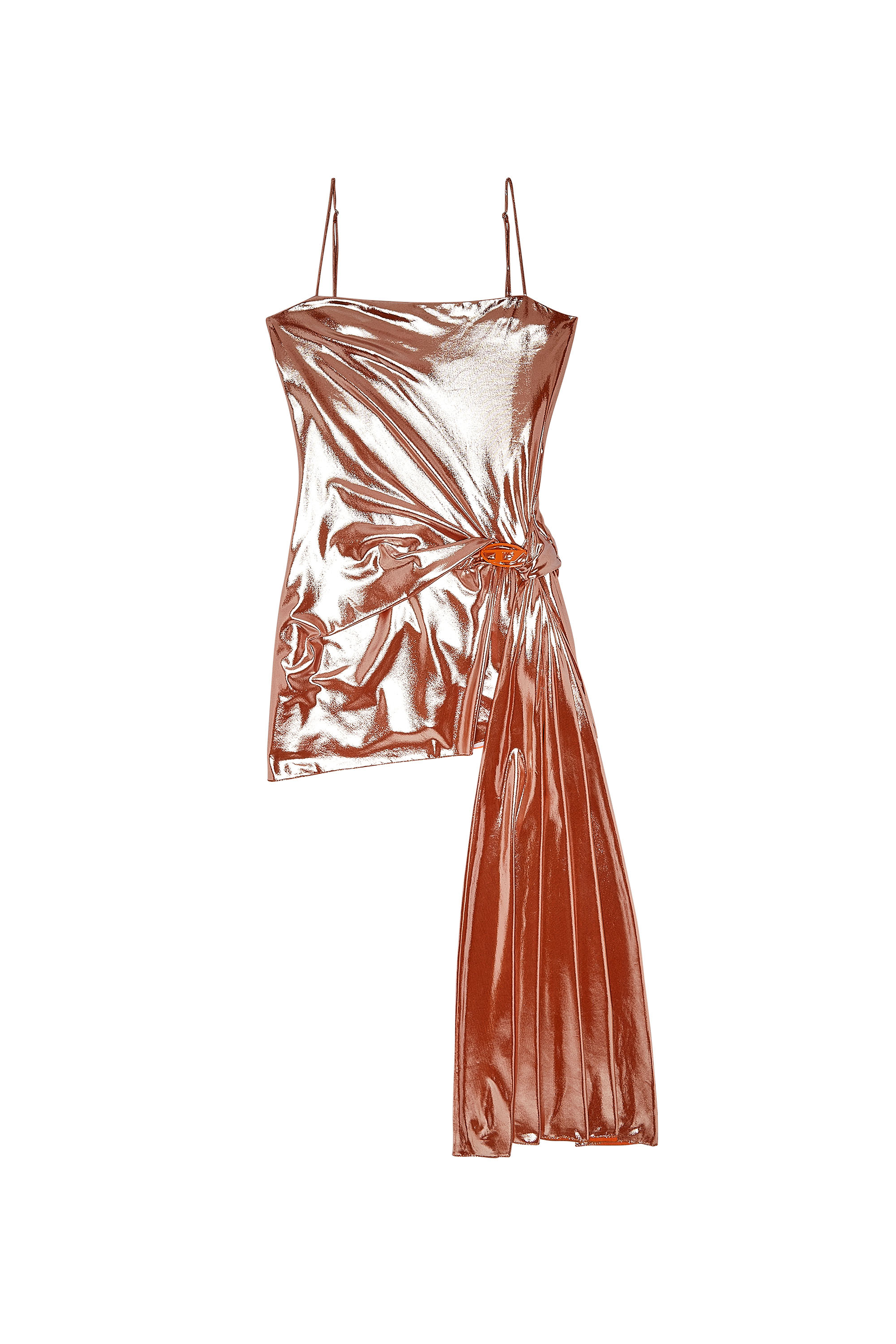 Diesel - D-BLAS, Woman Short metallic dress with draped panel in Pink - Image 2