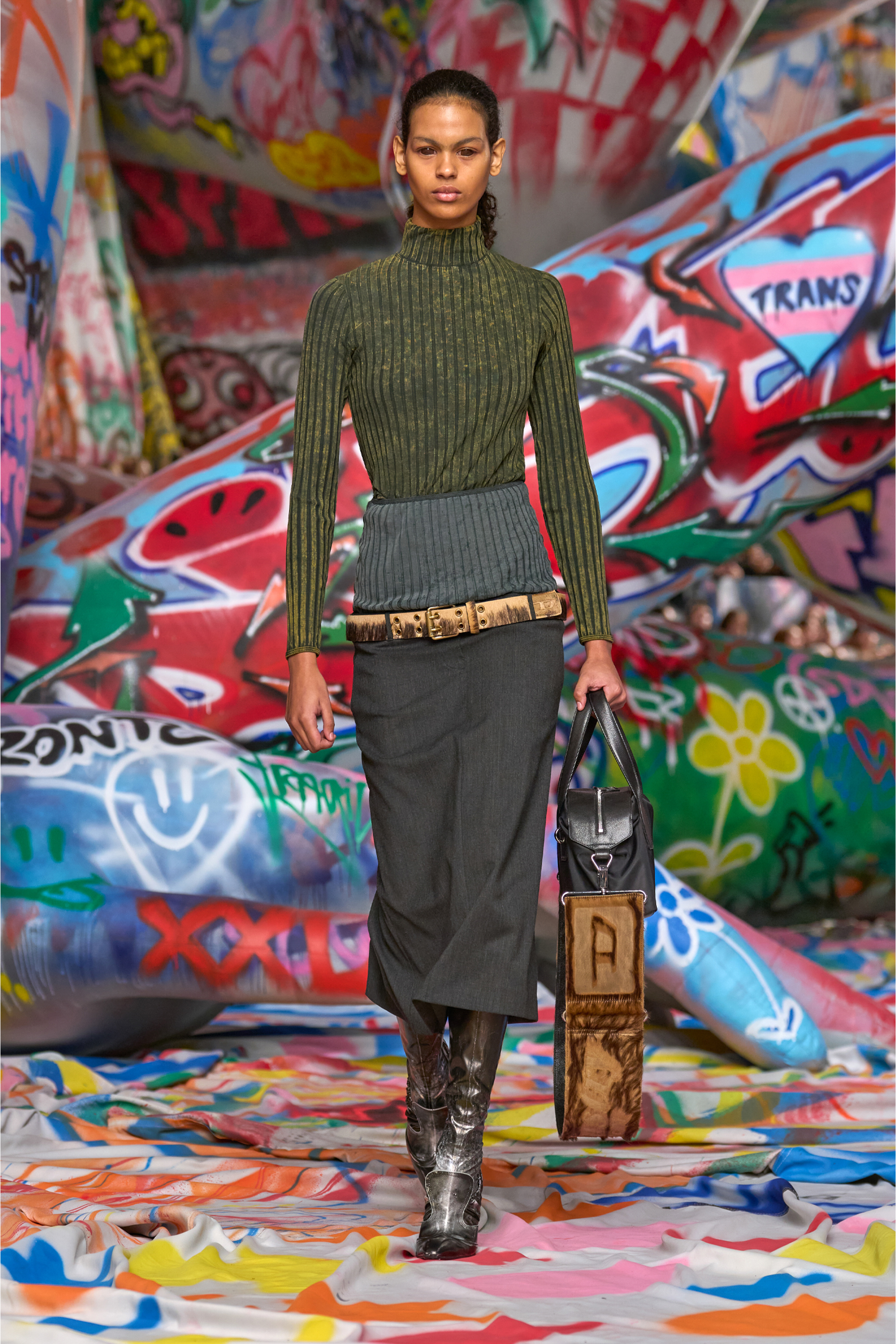 Diesel - T-CLAWA, Woman's Jumper in treated wide-rib jersey in Green - 6