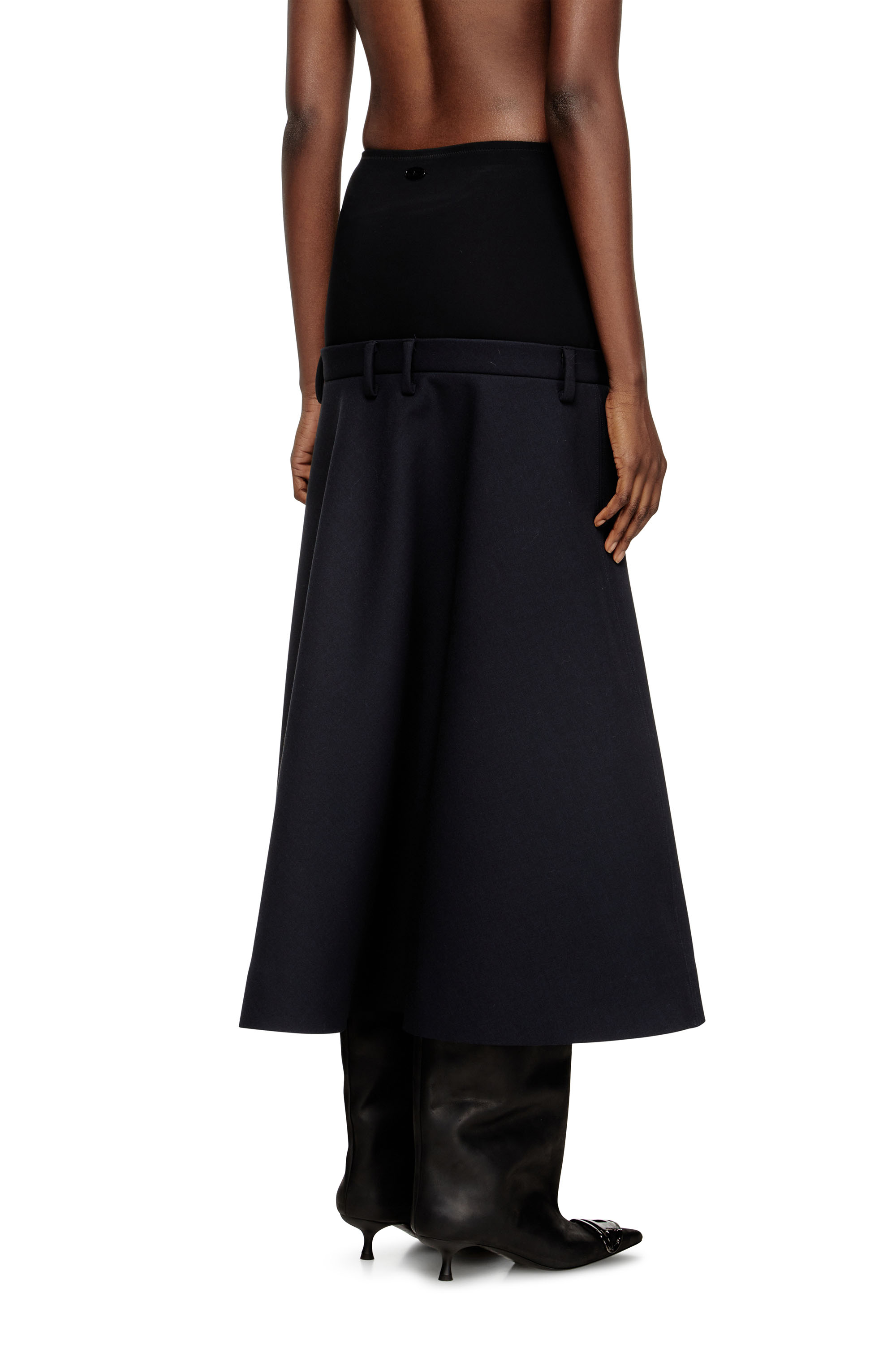 Diesel - O-GRACE-BOND, Woman's Drop-waist skirt in neoprene-bonded fabric in Dark Blue - 4