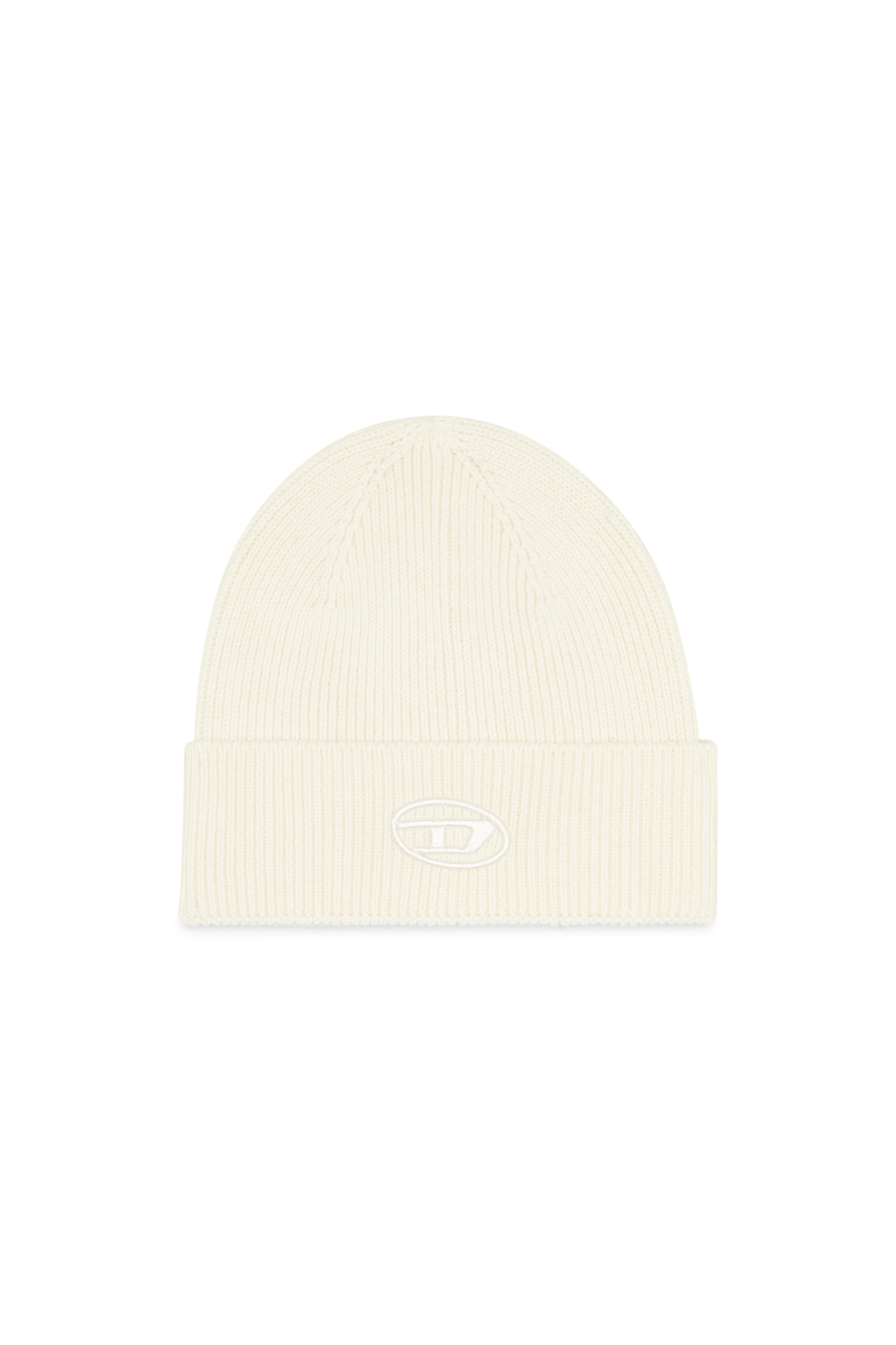 Diesel - K-CODER-FULLY B, Unisex's Ribbed beanie with D embroidery in White - 1