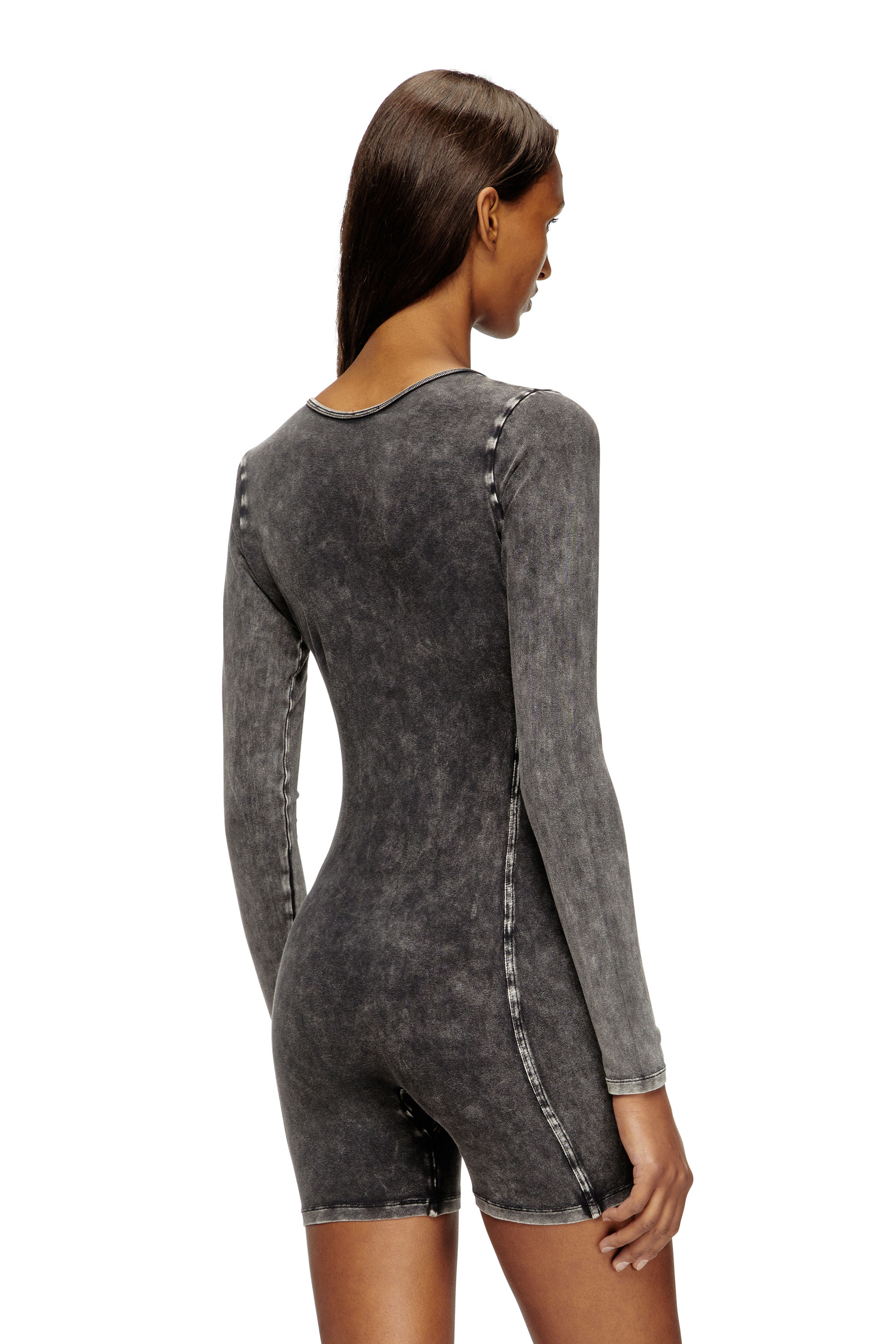 Diesel - KARIM-DNM, Woman's Playsuit in denim-effect jersey in Black - 4
