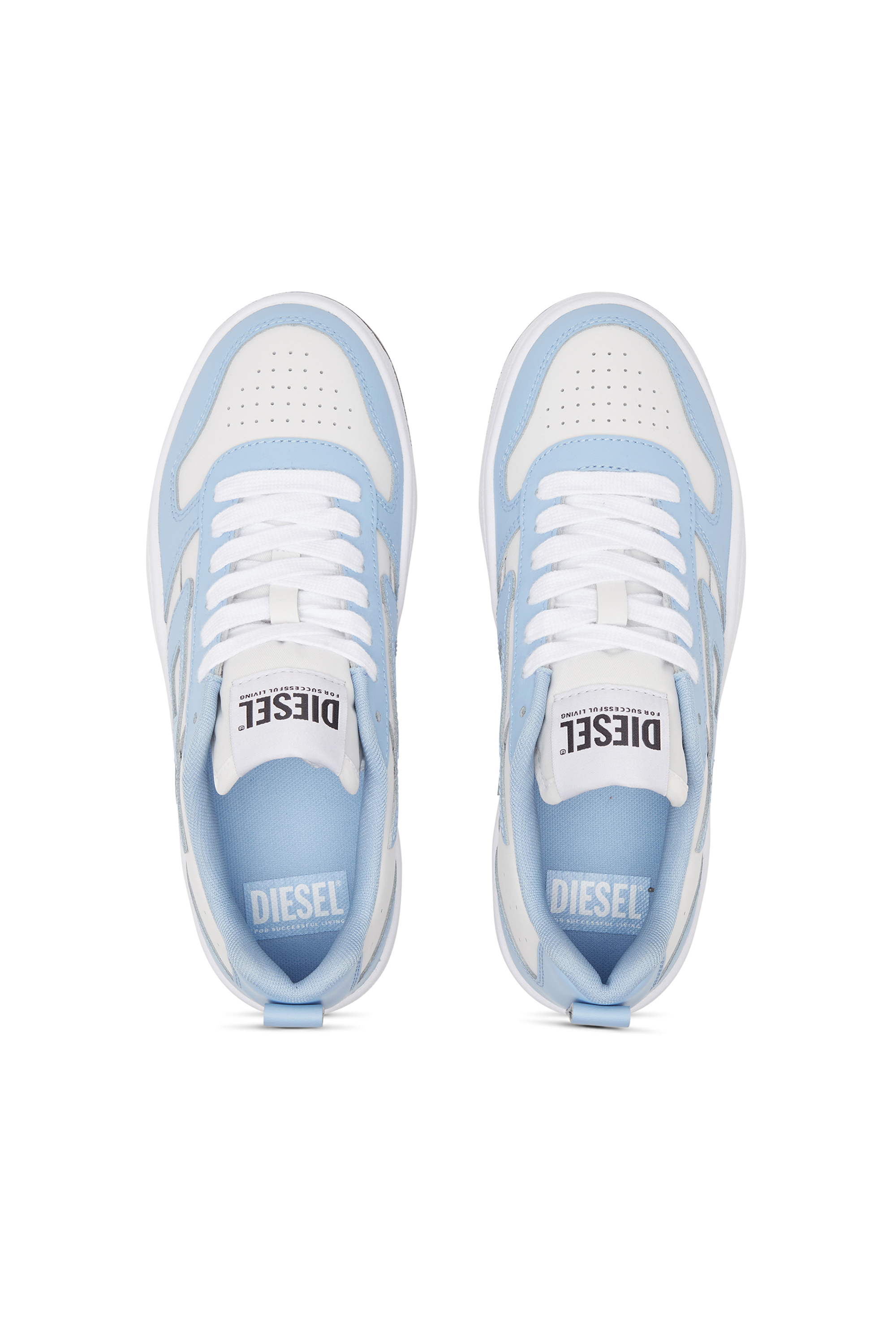 Diesel - S-UKIYO V2 LOW W, Woman's S-Ukiyo Low-Low-top sneakers in leather and nylon in White/Blue - 5