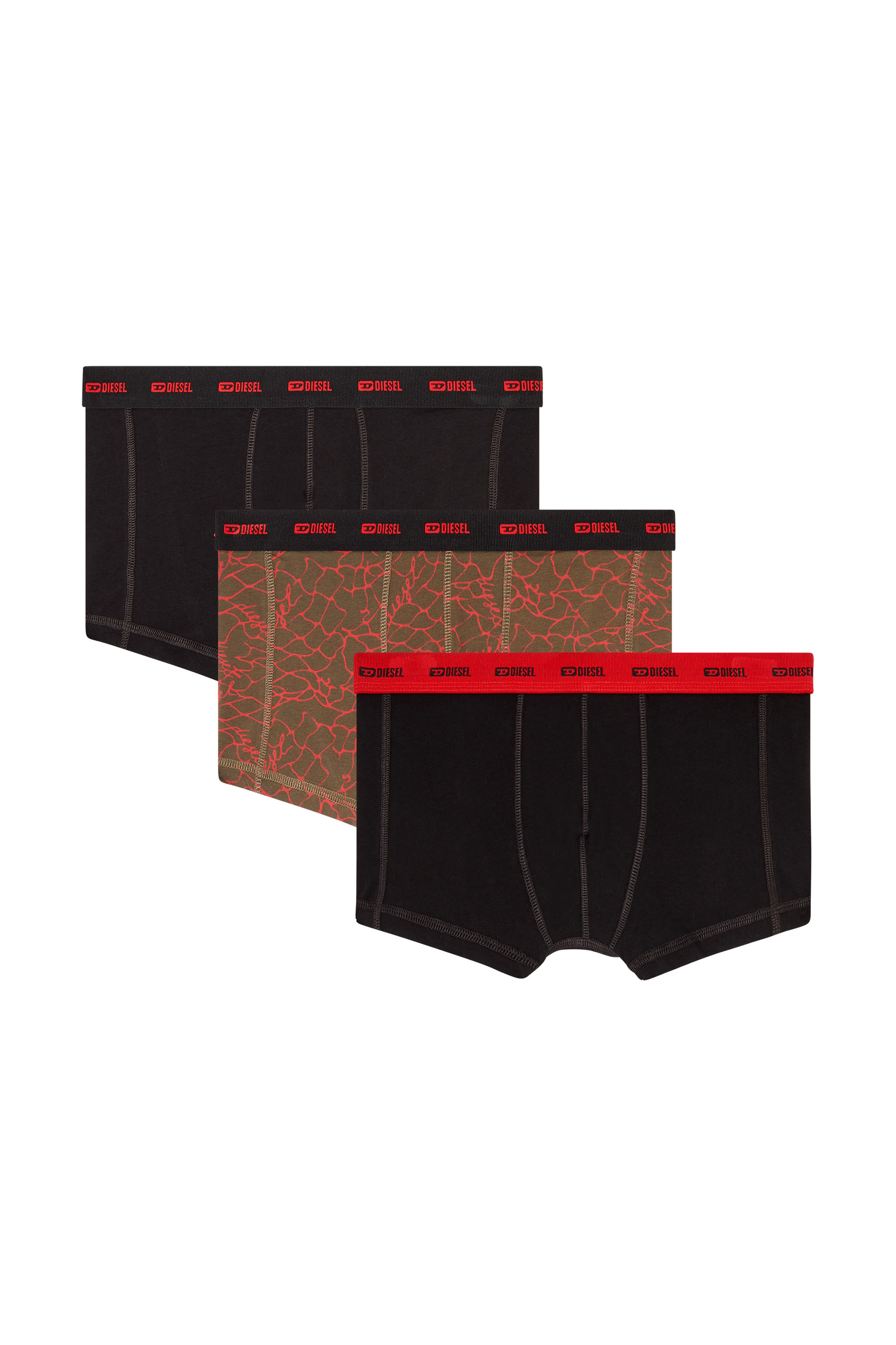 Diesel - DAMIEN-UTLT-3PACK, Man's Three-pack of trunks with graphic motif in Black/Brown - 1
