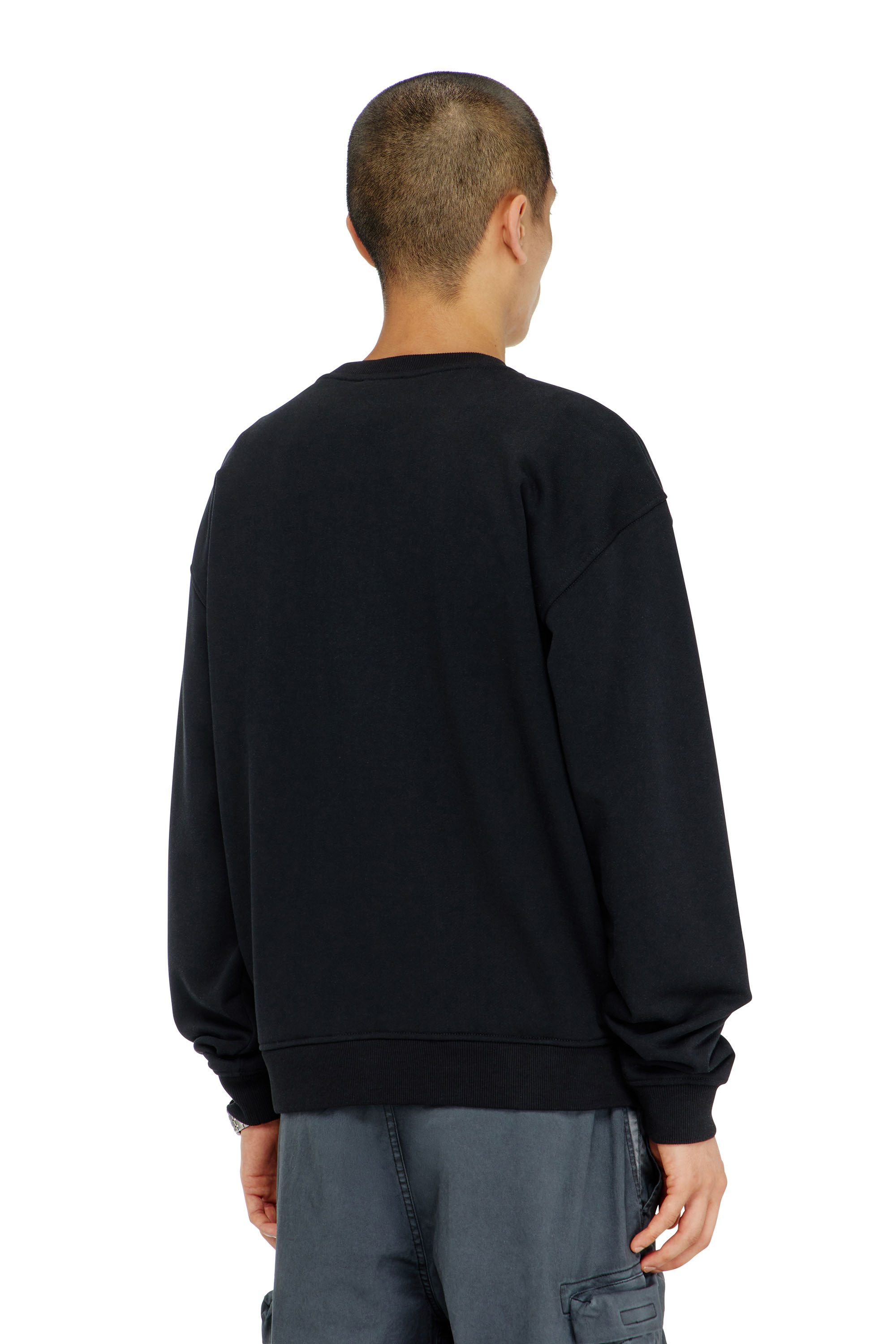 Diesel - S-NORM-AA5, Man's Cotton sweatshirt with micro logo embroidery in Black - 4