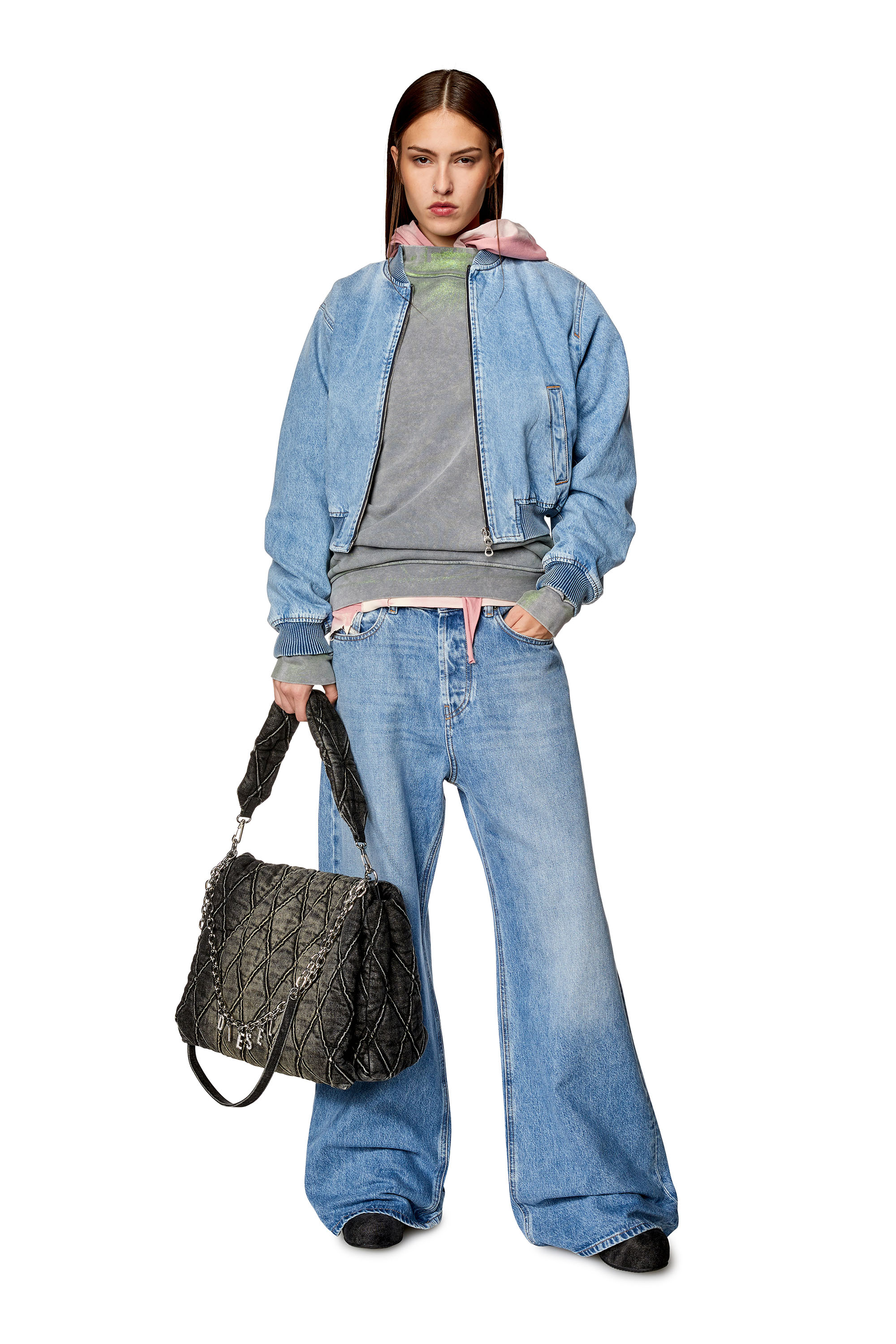 Diesel - DE-KIDDO, Woman Bomber jacket in denim in Blue - Image 5