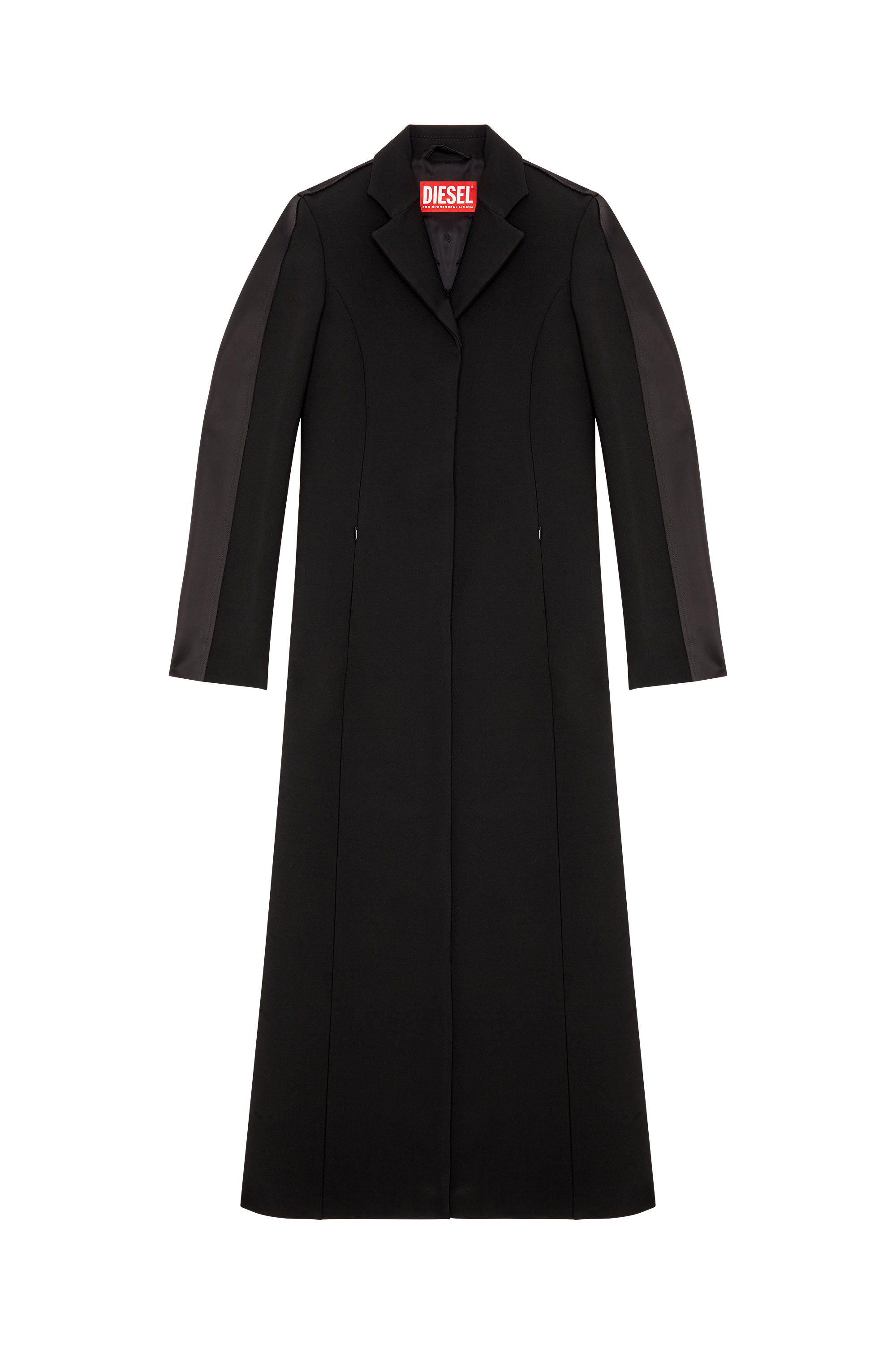 Diesel - G-FINE, Woman Long coat in cool wool and tech fabric in Black - Image 2