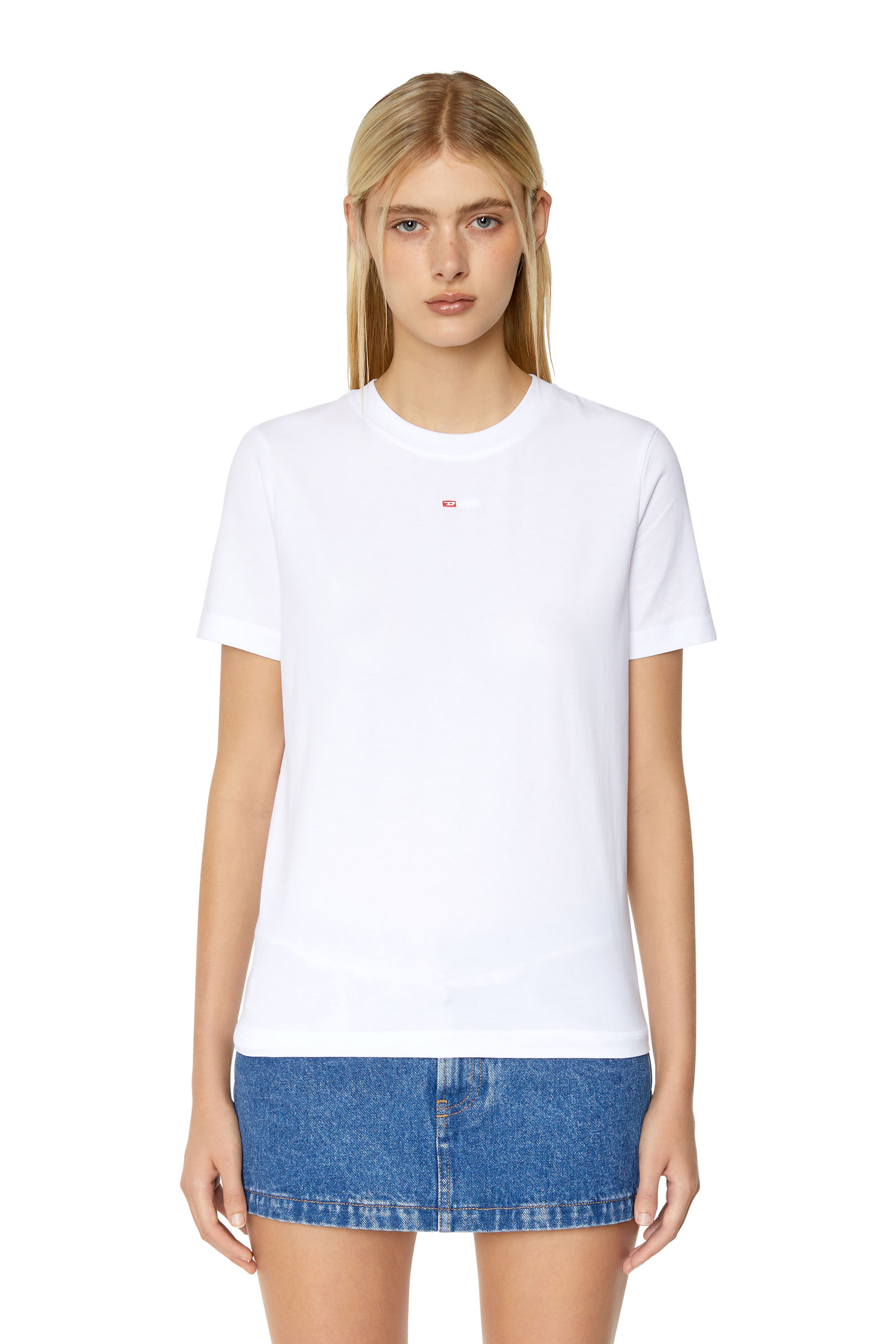 Diesel - T-REG-MICRODIV, Woman T-shirt with embroidered micro logo in White - Image 1