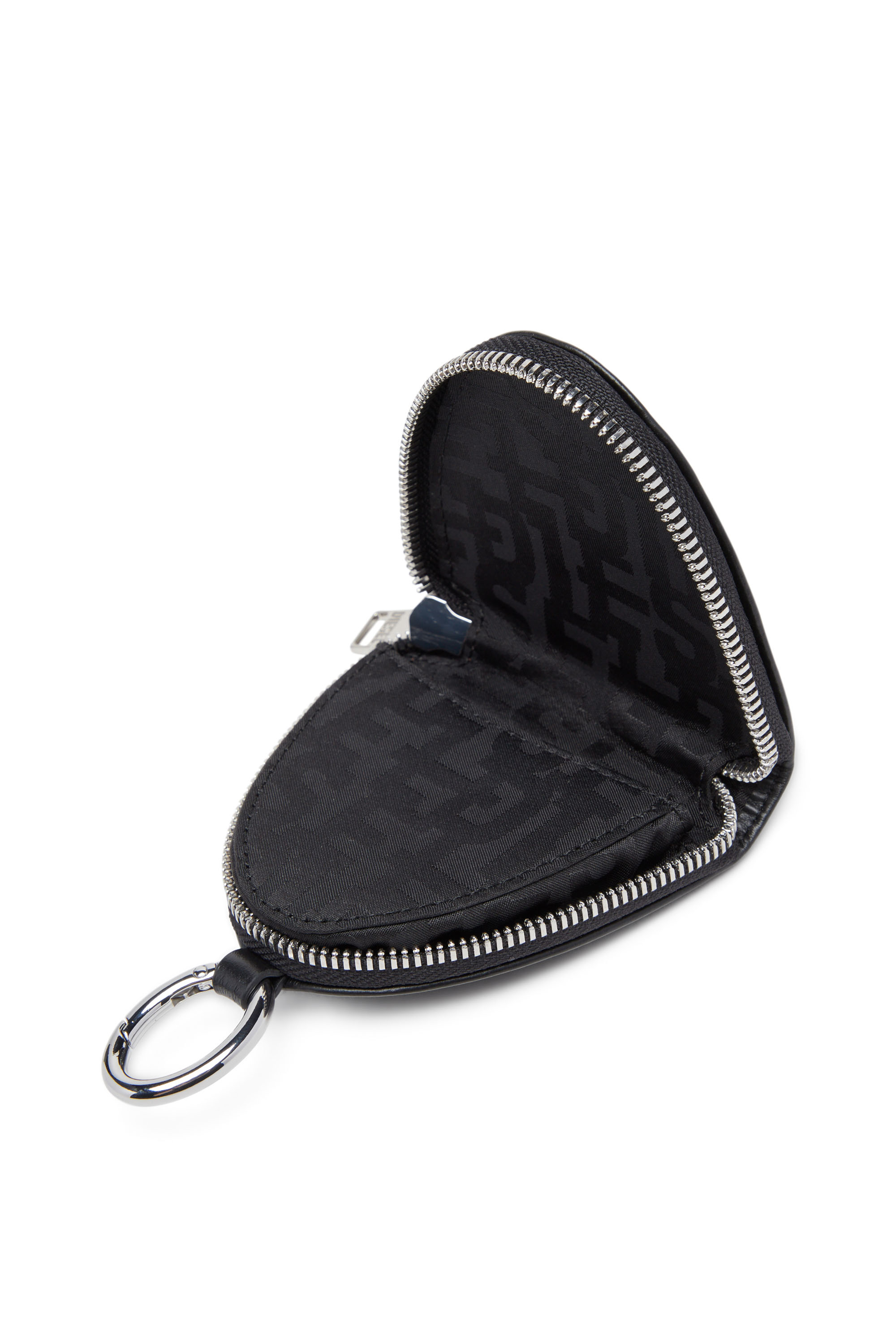 Diesel - COIN PURSE ZIP, Unisex Logo-embossed leather coin purse in Black - Image 3