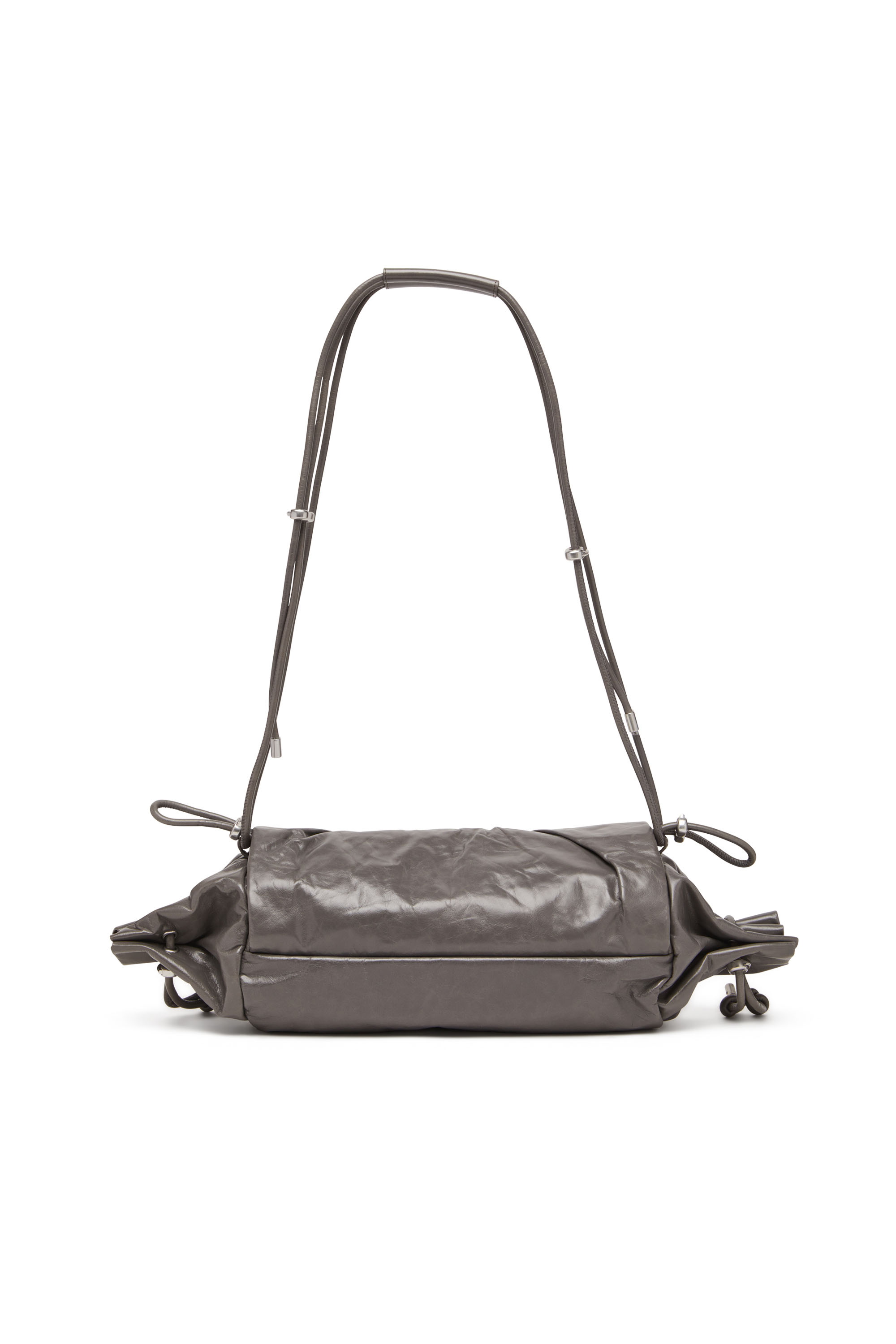 Diesel - SCRUNCH-D SHOULDER M, Woman's Scrunch-D M-Borsa a spalla in pelle lucida in Grey - 2