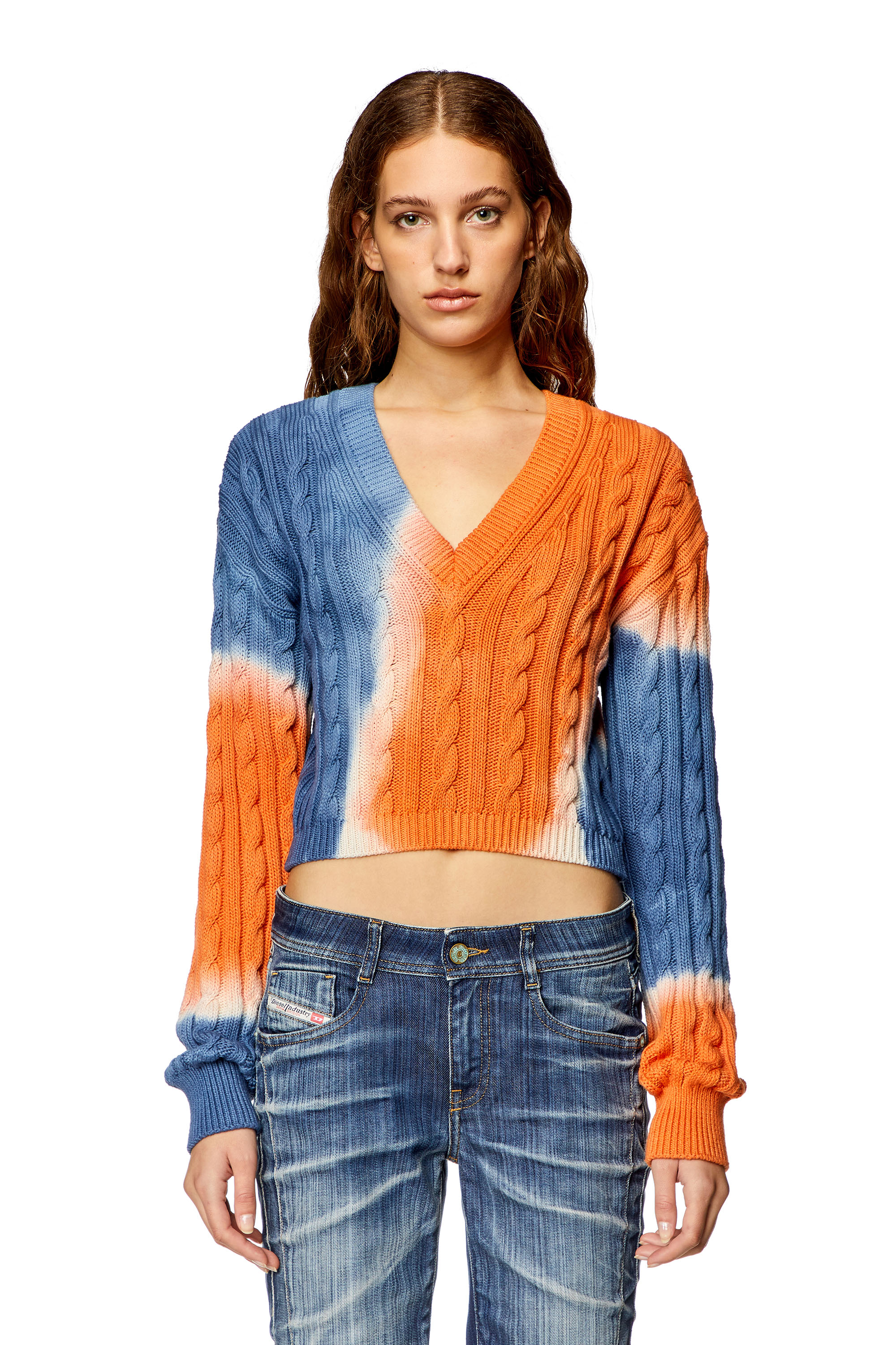 Diesel - M-JANEL, Woman Tie-dye jumper in cable-knit cotton in Multicolor - Image 6