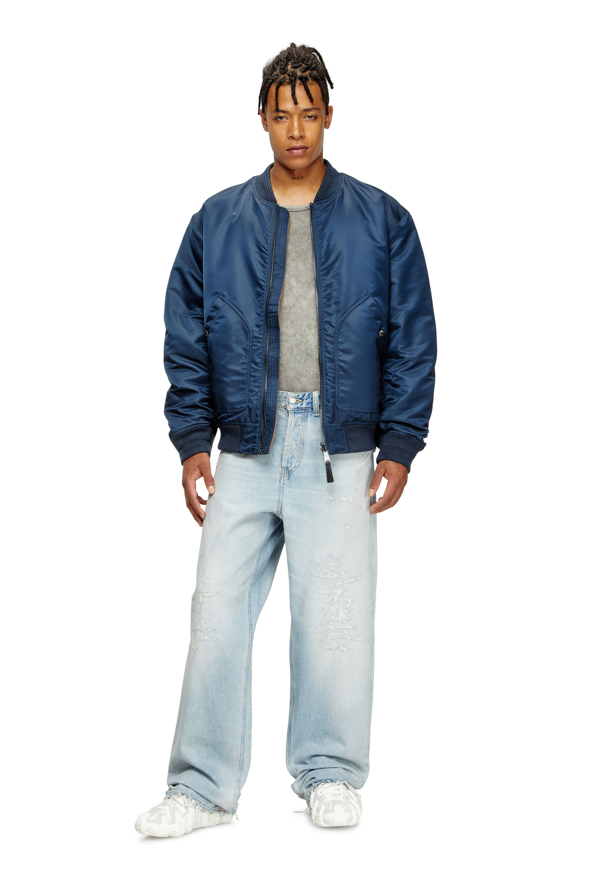 Diesel - S-D-GRIFFE LOW, Man's S-D-Griffe - Nylon sneakers in White/Grey - 7