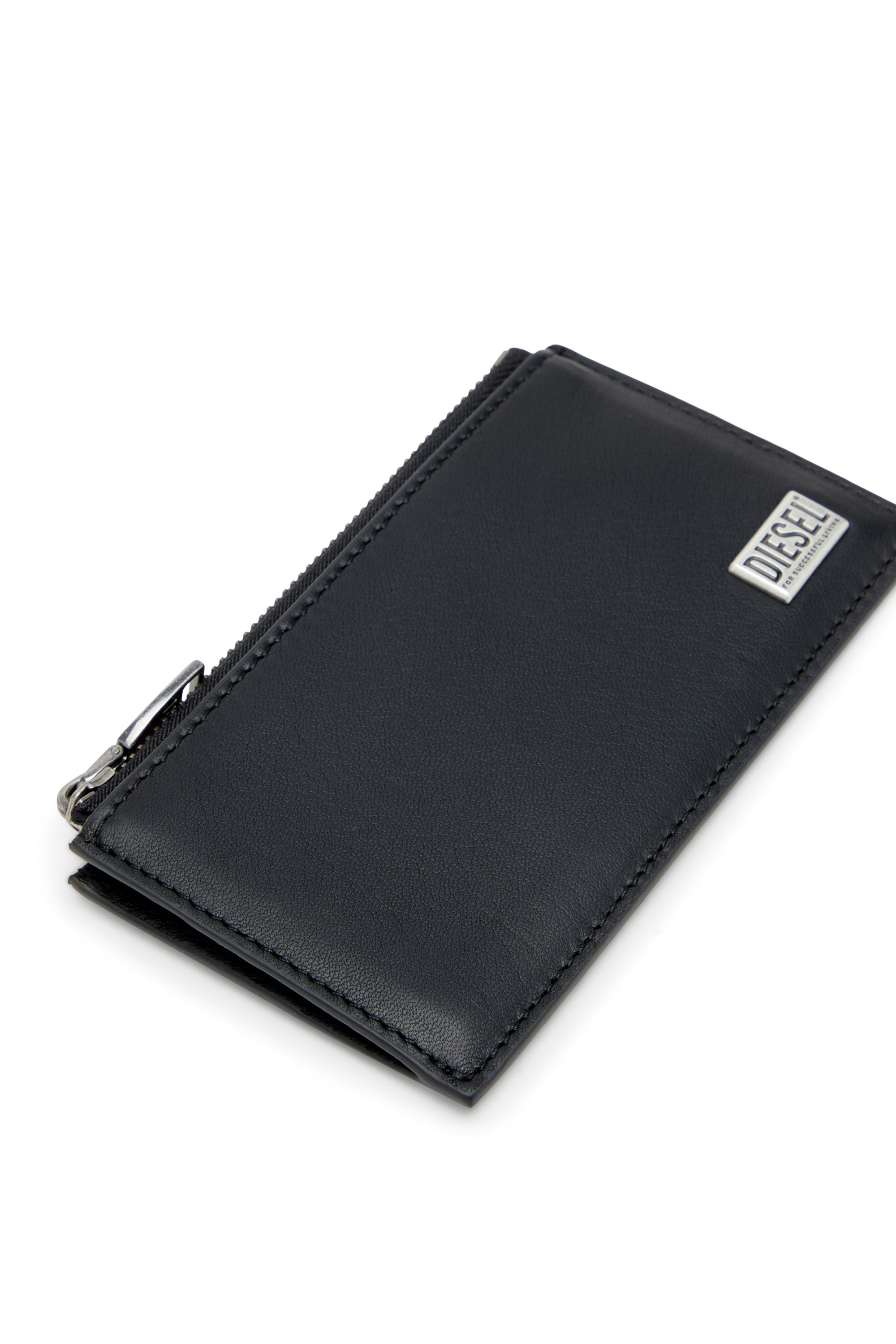Diesel - BISCOTTO CARD HOLDER III, Man's Flat card holder in semi gloss leather in Black - 4