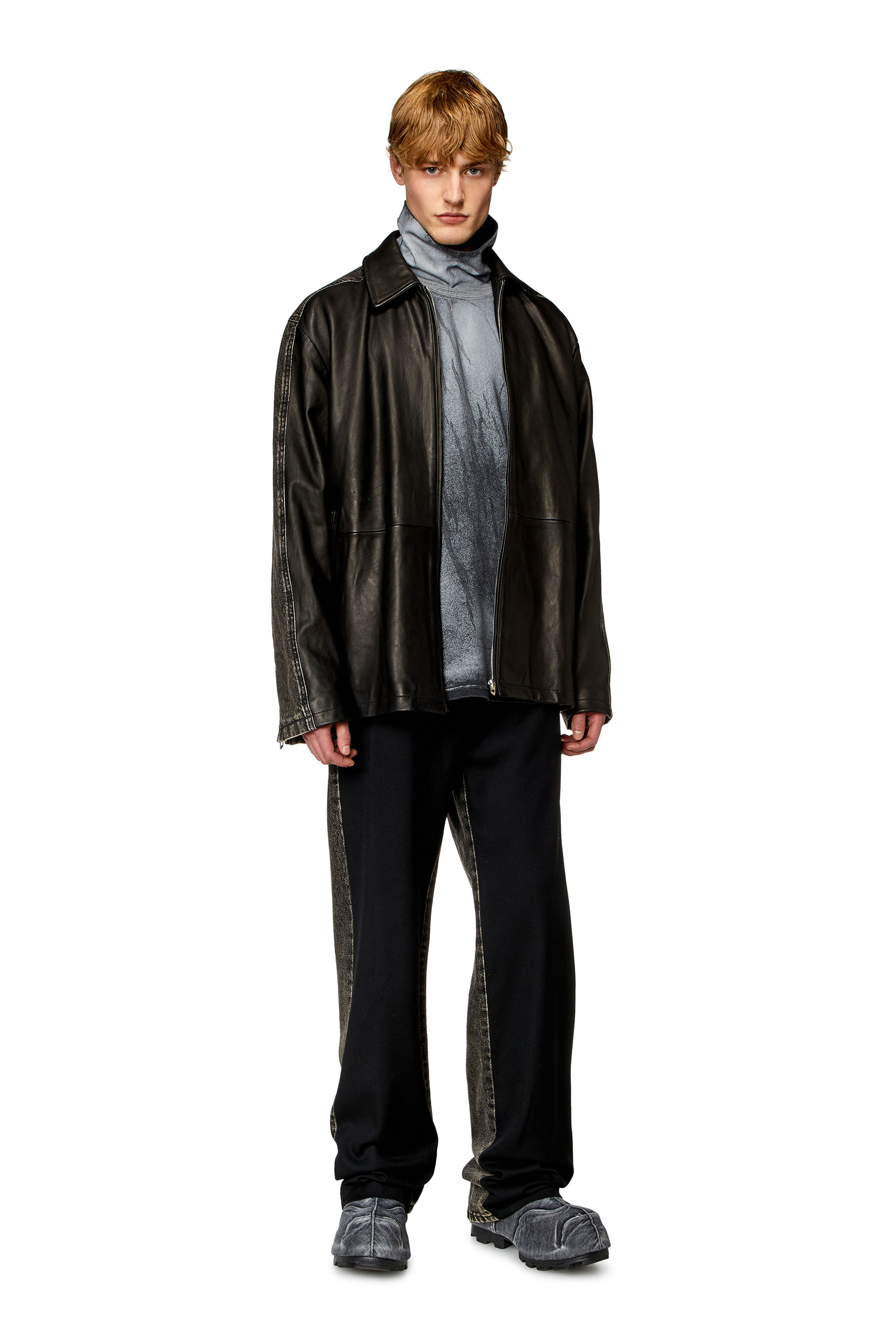 Diesel - L-STOLLER, Man Hybrid denim and leather jacket in Black - Image 2