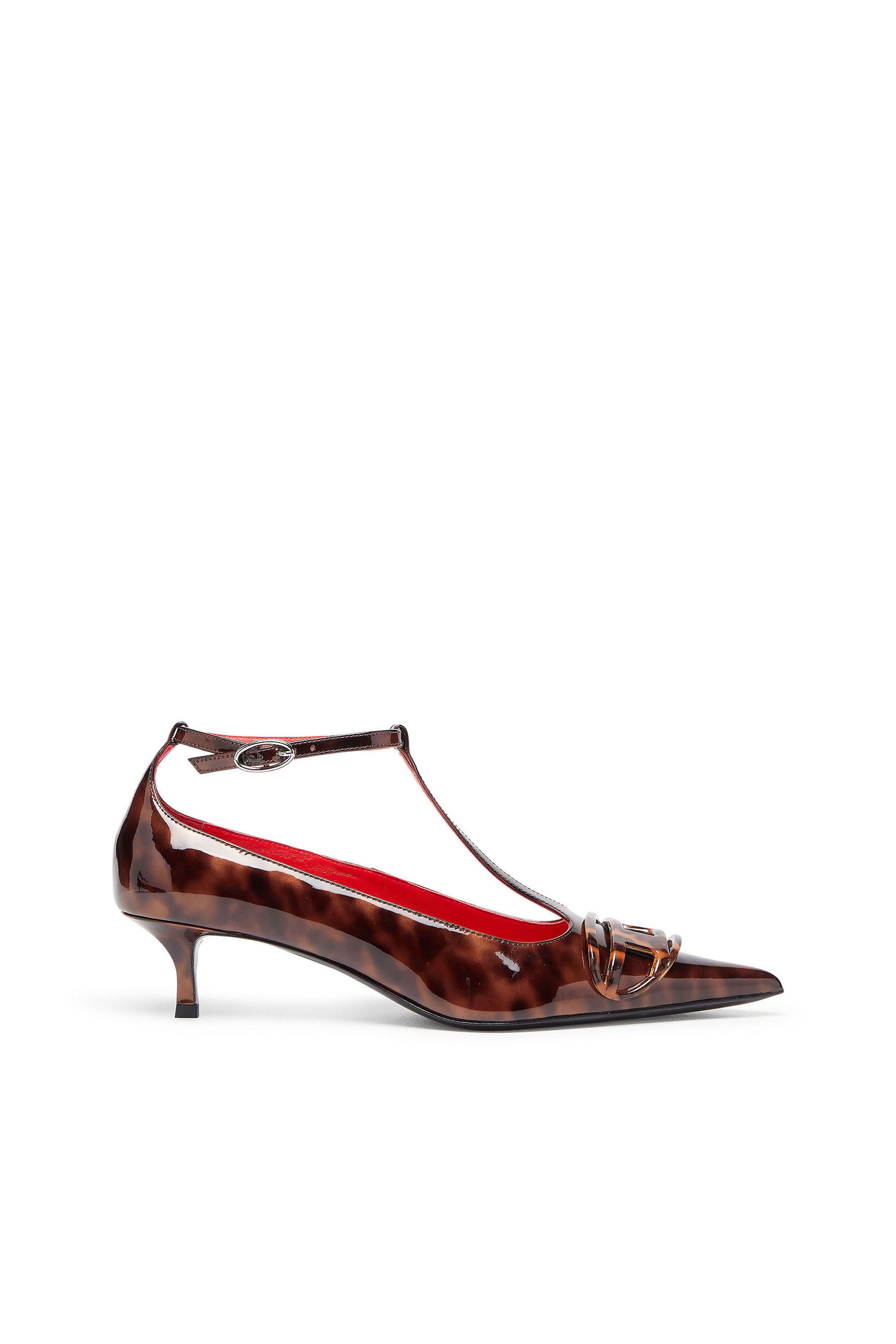 Diesel - D-VENUS KITTIE T-BAR, Woman's D-Venus - Patent leopard T-bar pumps in Brown - 1