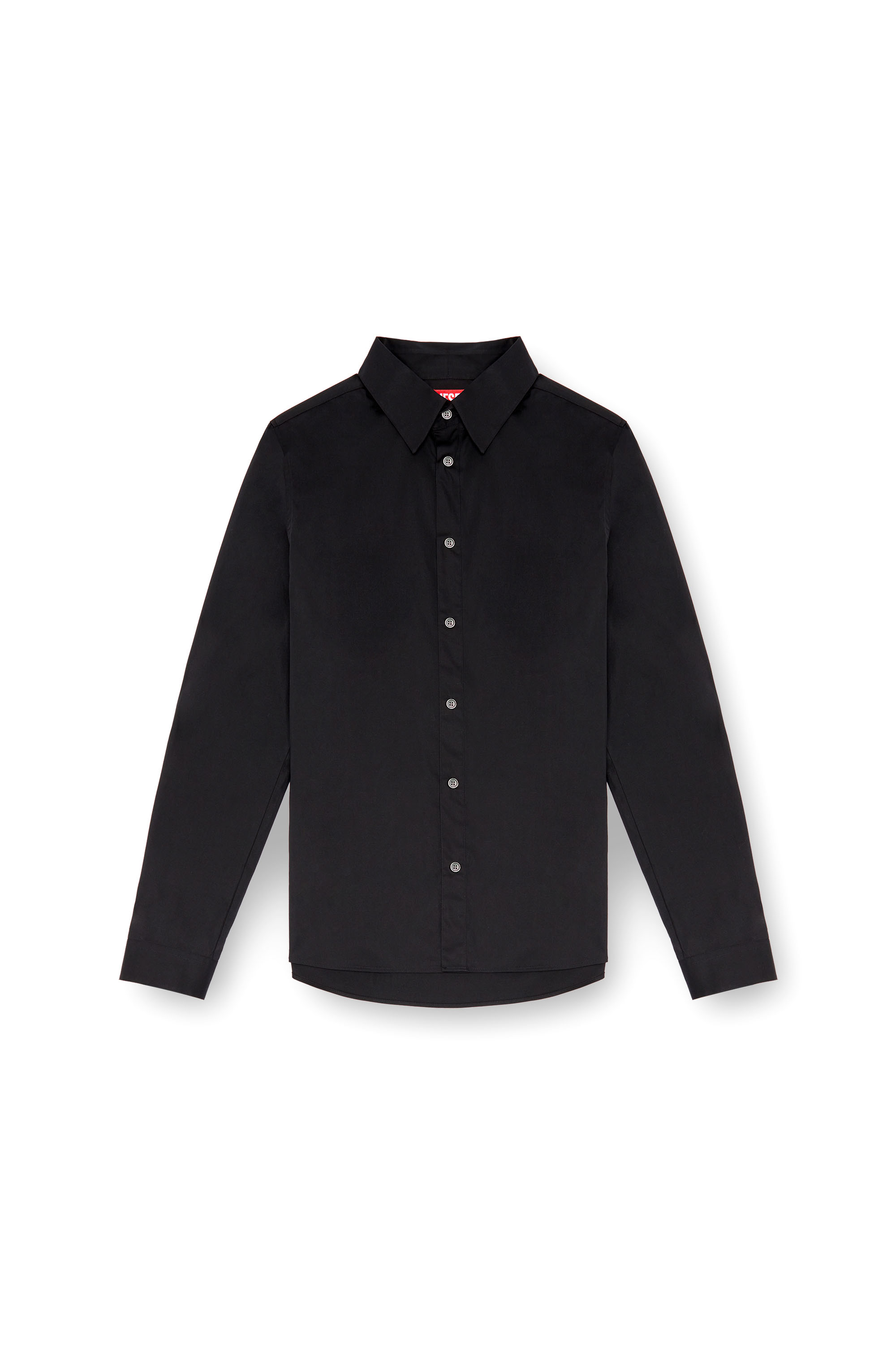 Diesel - S-FITTY-A, Man's Formal shirt with logo-embroidered collar in Black - 3