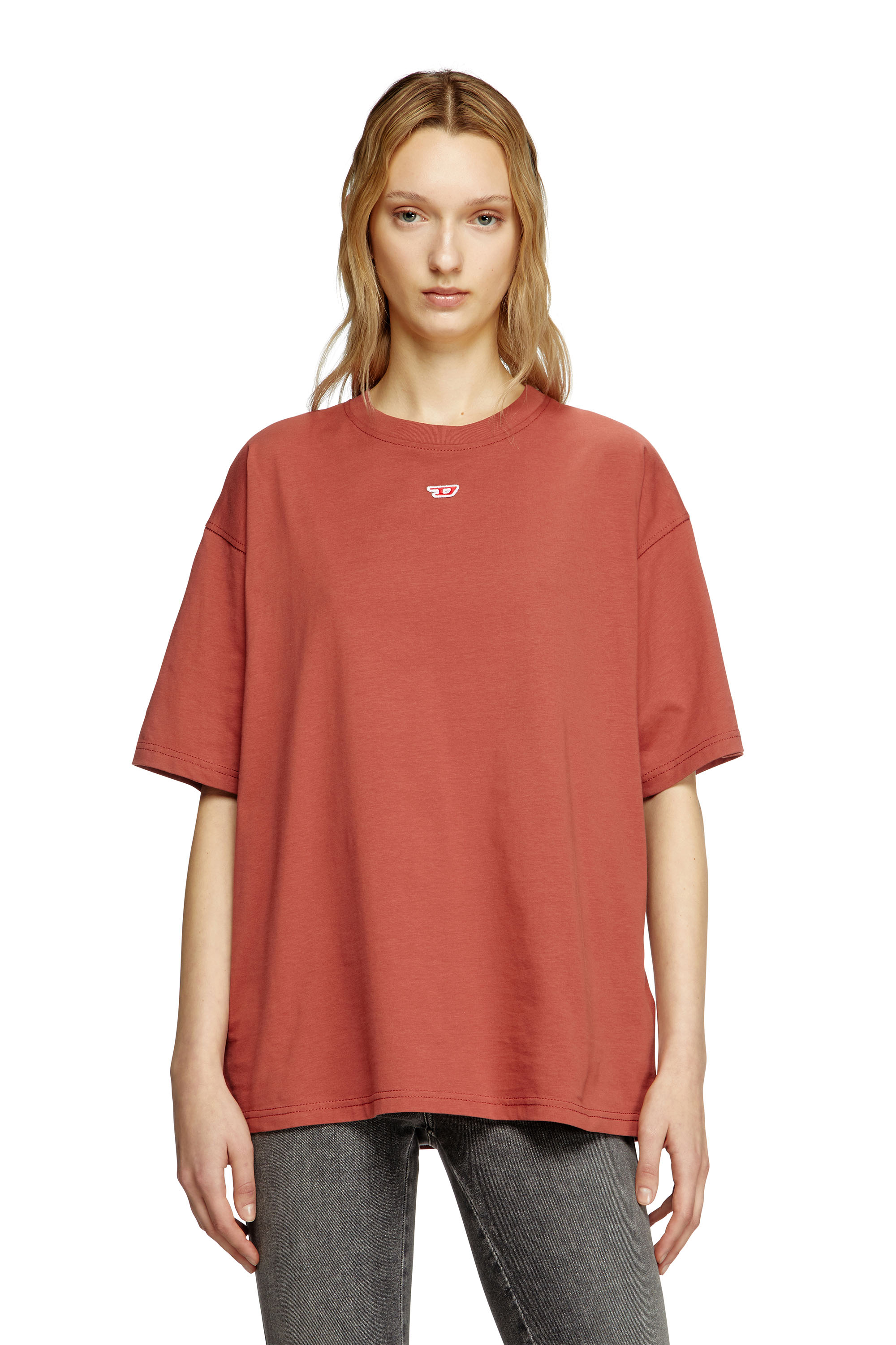 Diesel - T-BOXT-D, Unisex's T-shirt with embroidered D patch in Red - 1