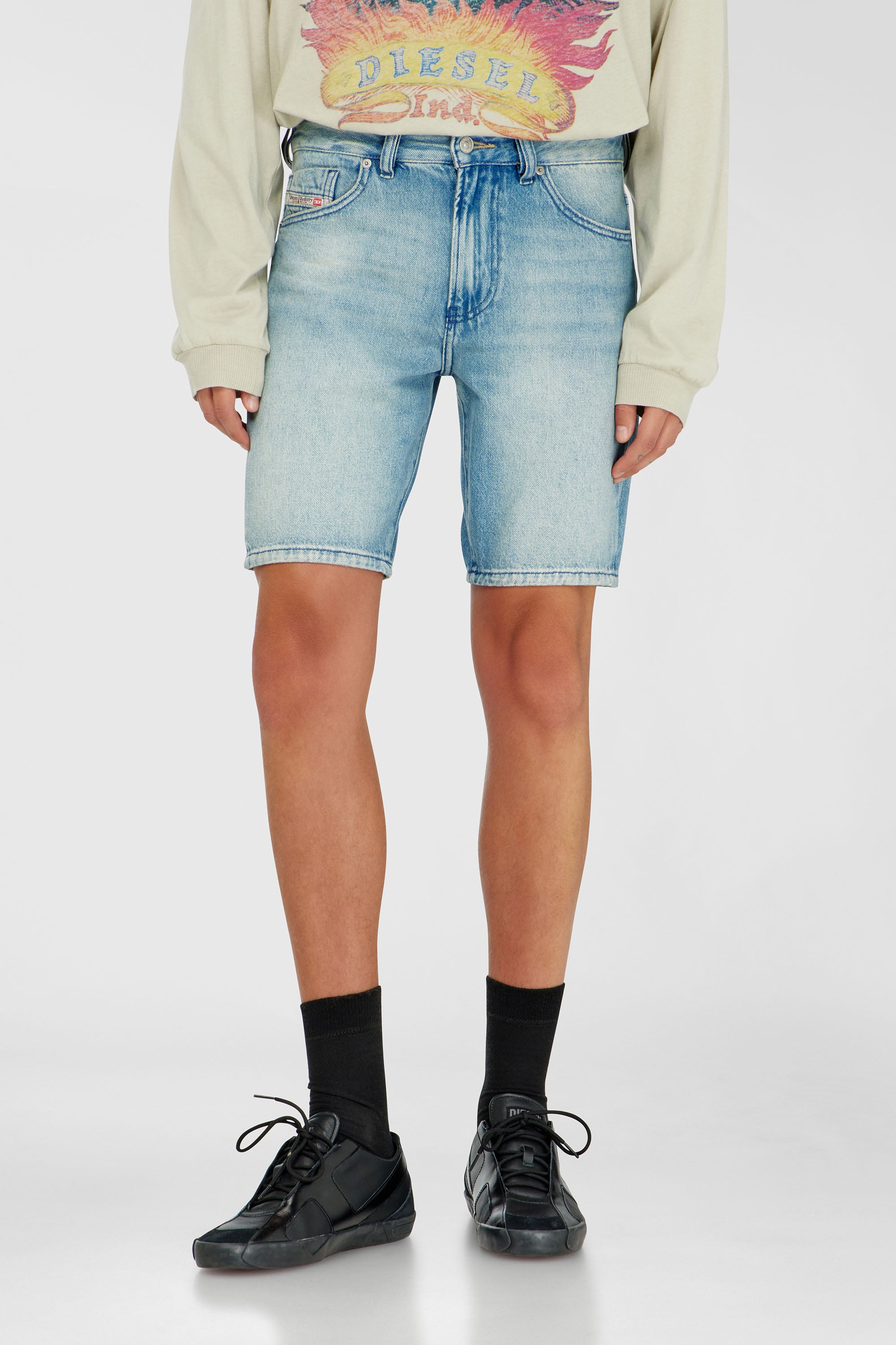 Diesel - D-FIN, Man's Slim denim shorts with organic cotton in Light Blue - 1