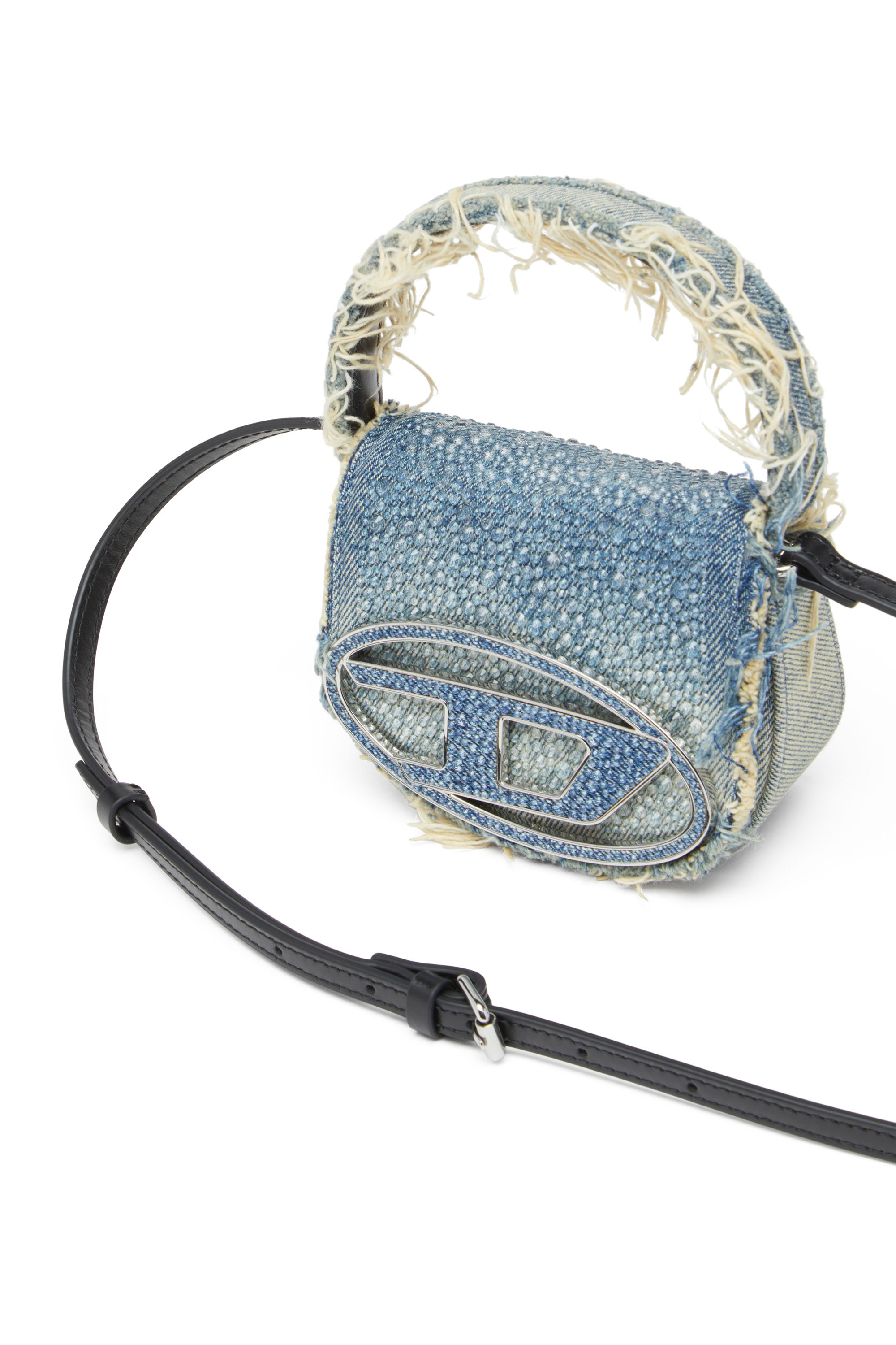 Diesel - 1DR XS, Woman's 1DR XS-Iconic mini bag in denim and crystals in Blue - 6