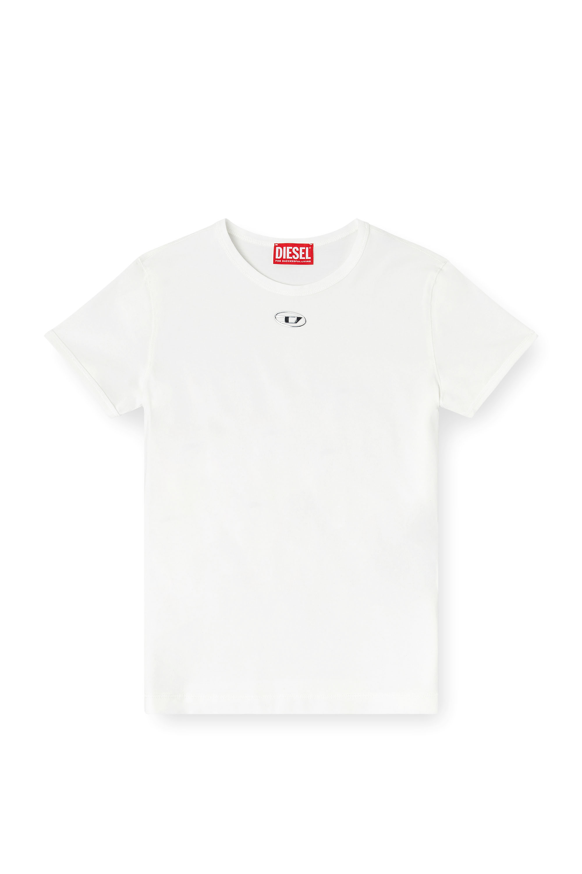 Diesel - T-UNCUTIESLONG-OD, Woman's Slim-fit T-shirt with metallic Oval D in null - 3