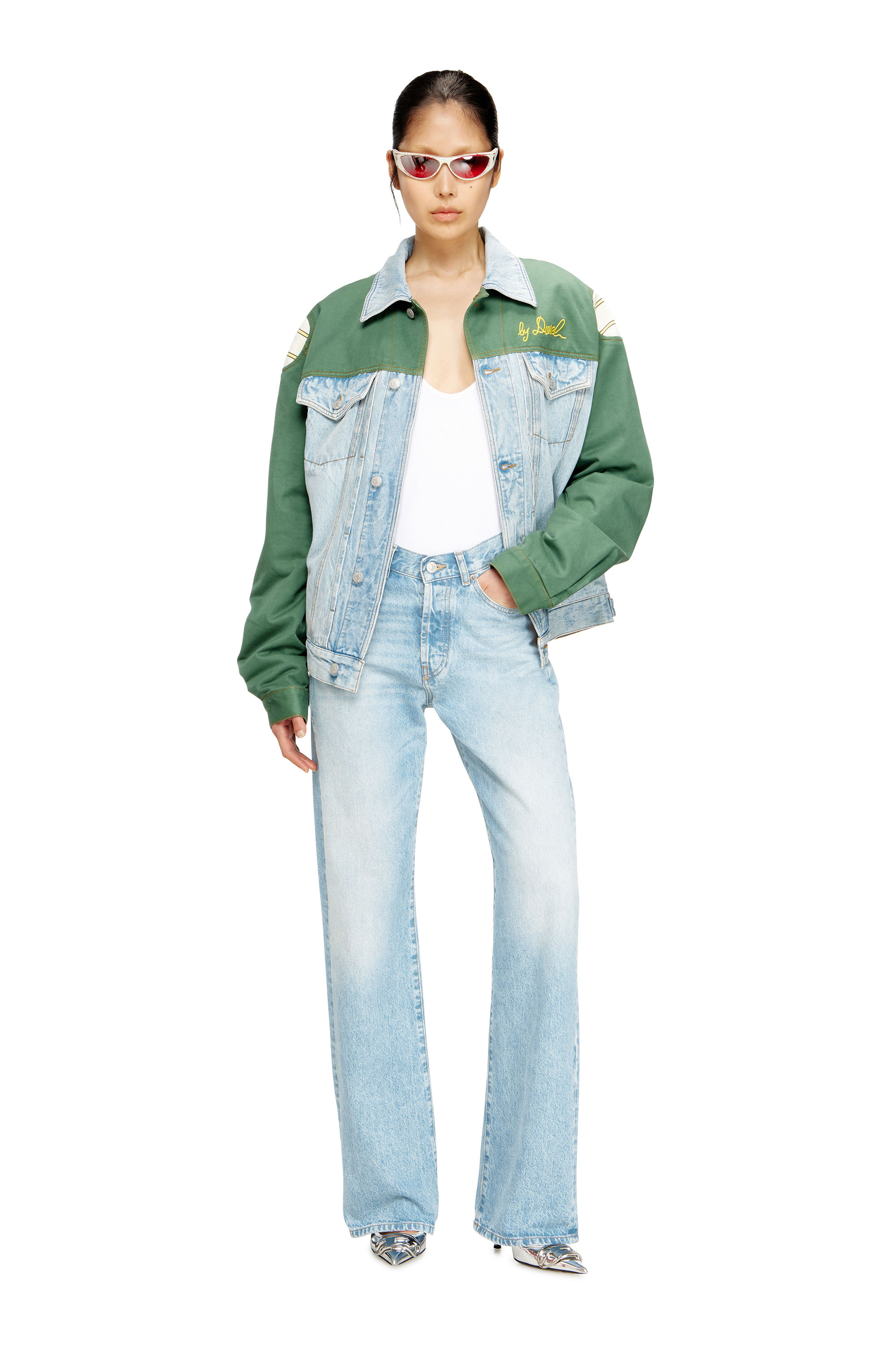 Diesel - J-GIANT-20TH, Unisex's Denim jacket with cotton insert in Green/Blue - 7