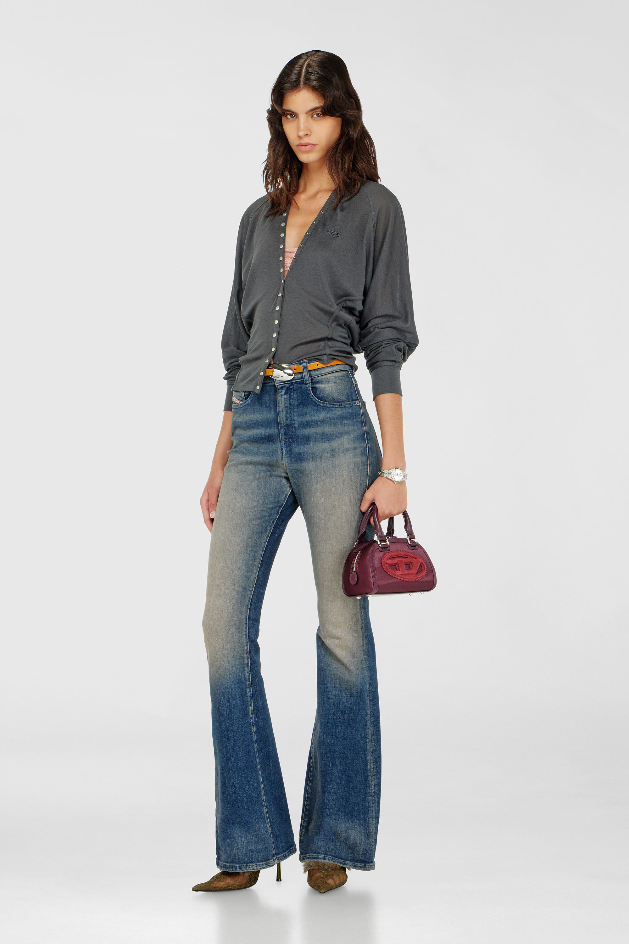 Diesel - 1DR DOME CROSSBODY, Woman's 1DR Dome - Mini crossbody bag in satin and suede in Burgundy - 1