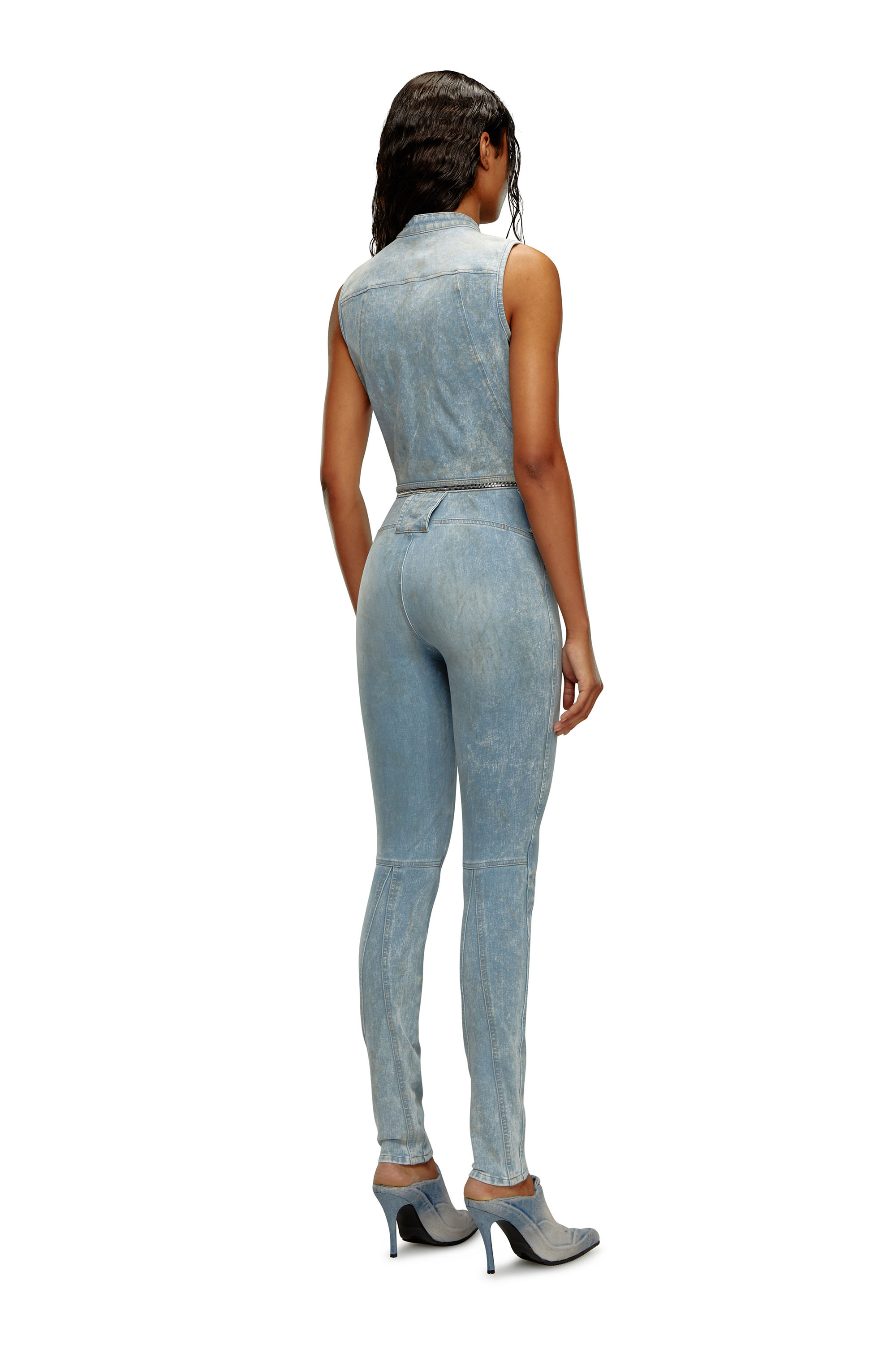 Diesel - DE-NATAISLA-FSE, Woman Second-skin transformable denim jumpsuit in Blue - Image 3