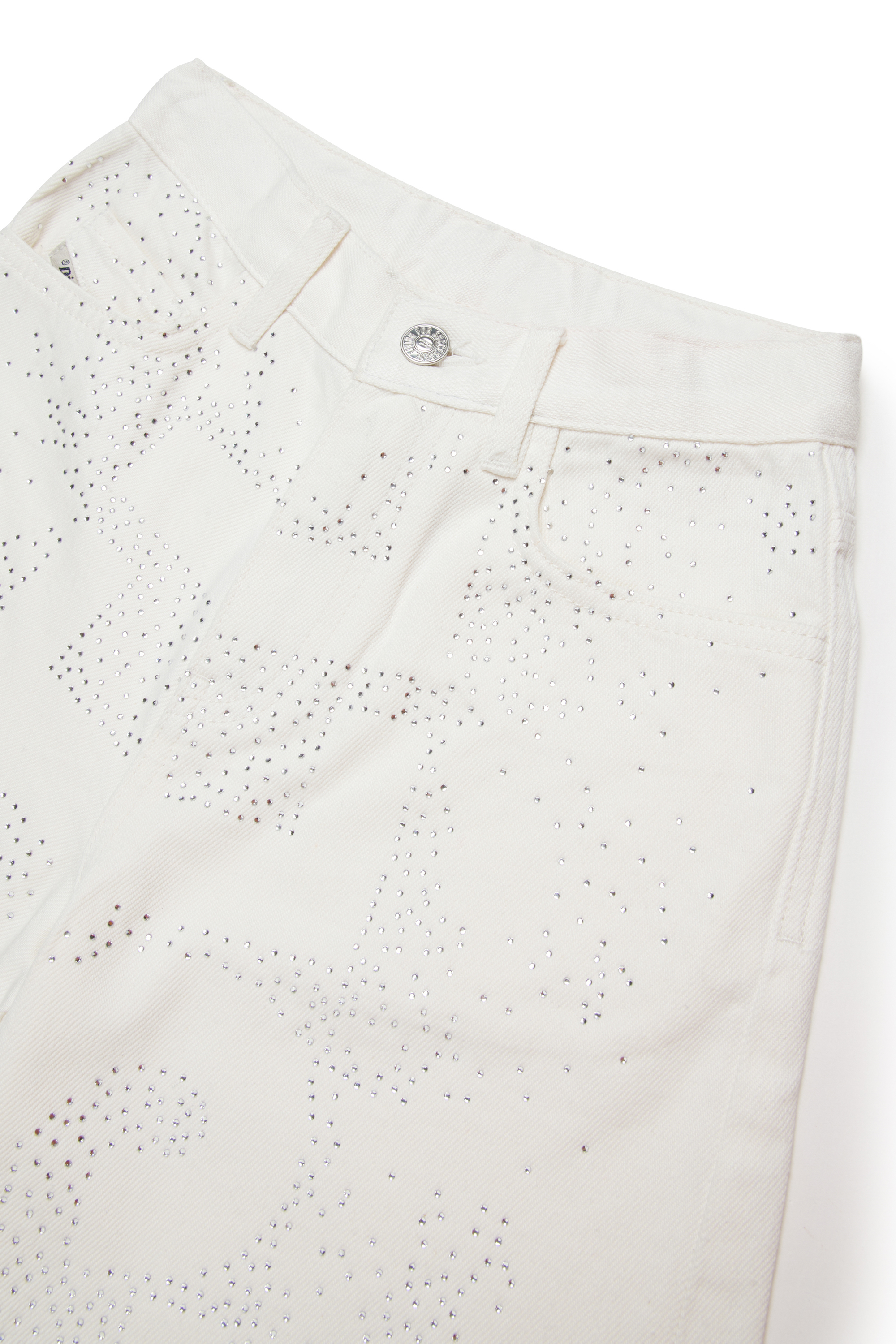 Diesel - D-ARGJX-SHORT-J, Woman's Denim shorts with micro studs in White - 3