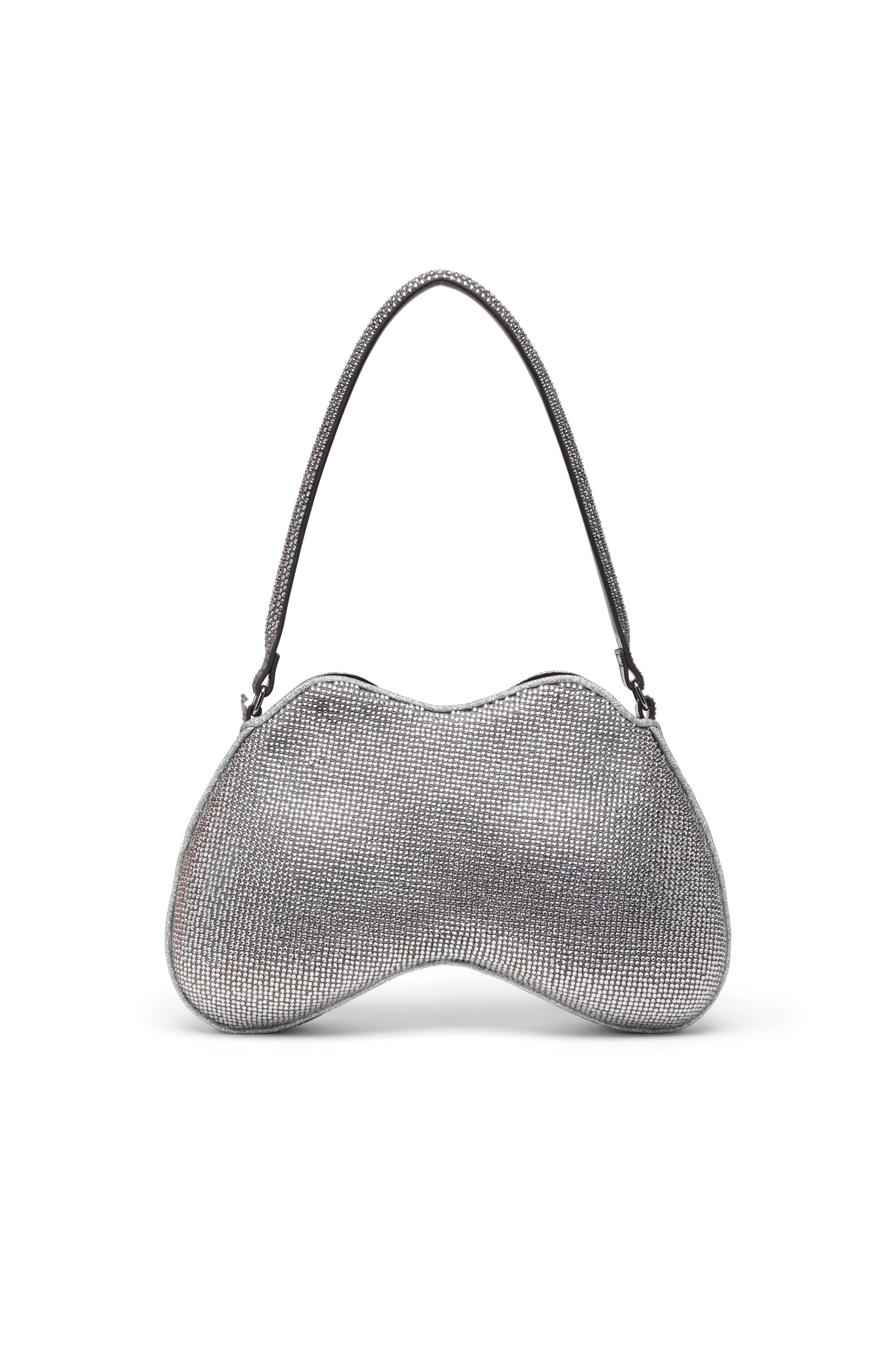 Diesel - DOUBLE-D SHOULDER, Woman's Shoulder bag with all-over crystals in Silver - 2