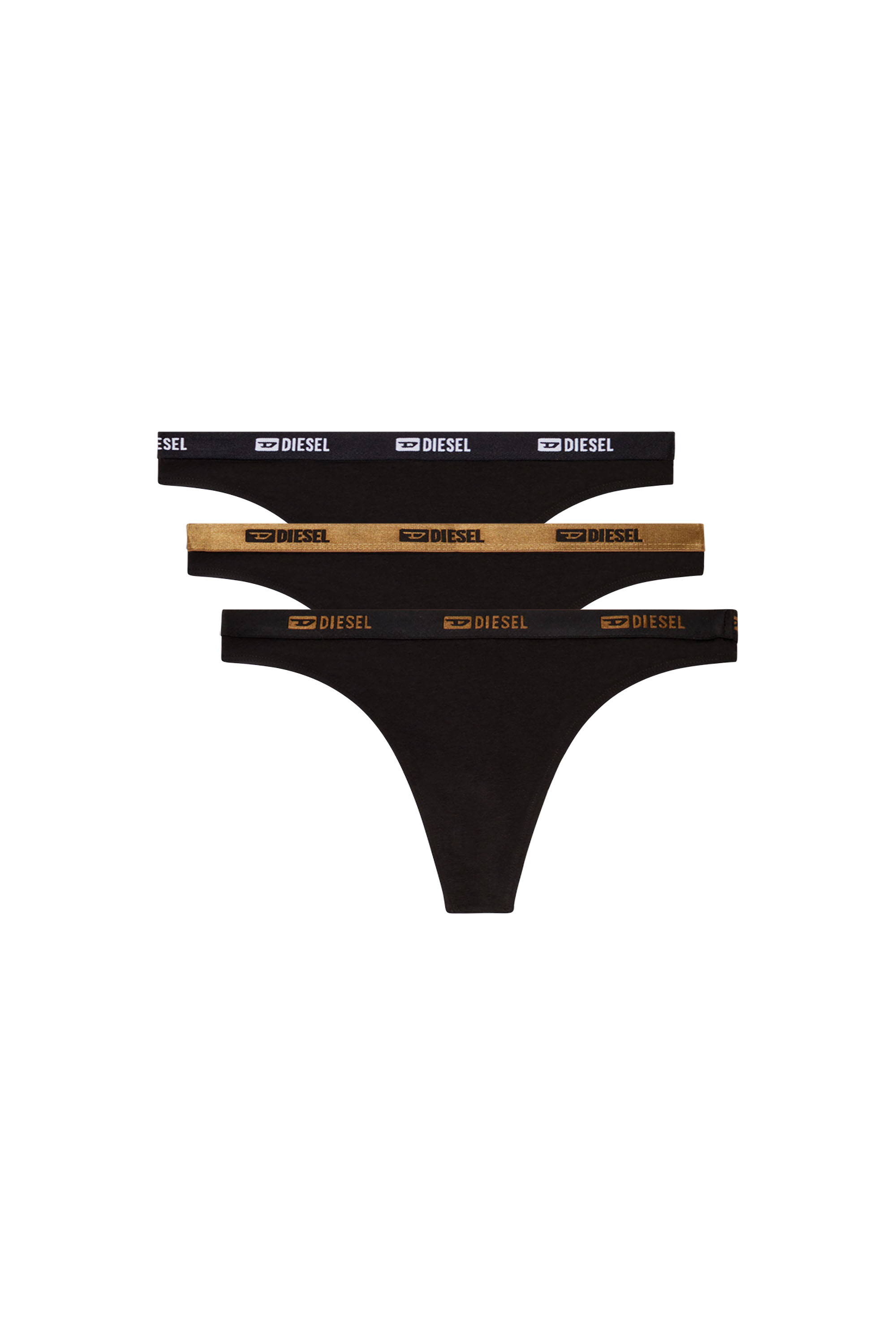 Diesel - STARS-GFT-3PACK, Woman's Three-pack thongs with metallic detail in Black/Gold - 1