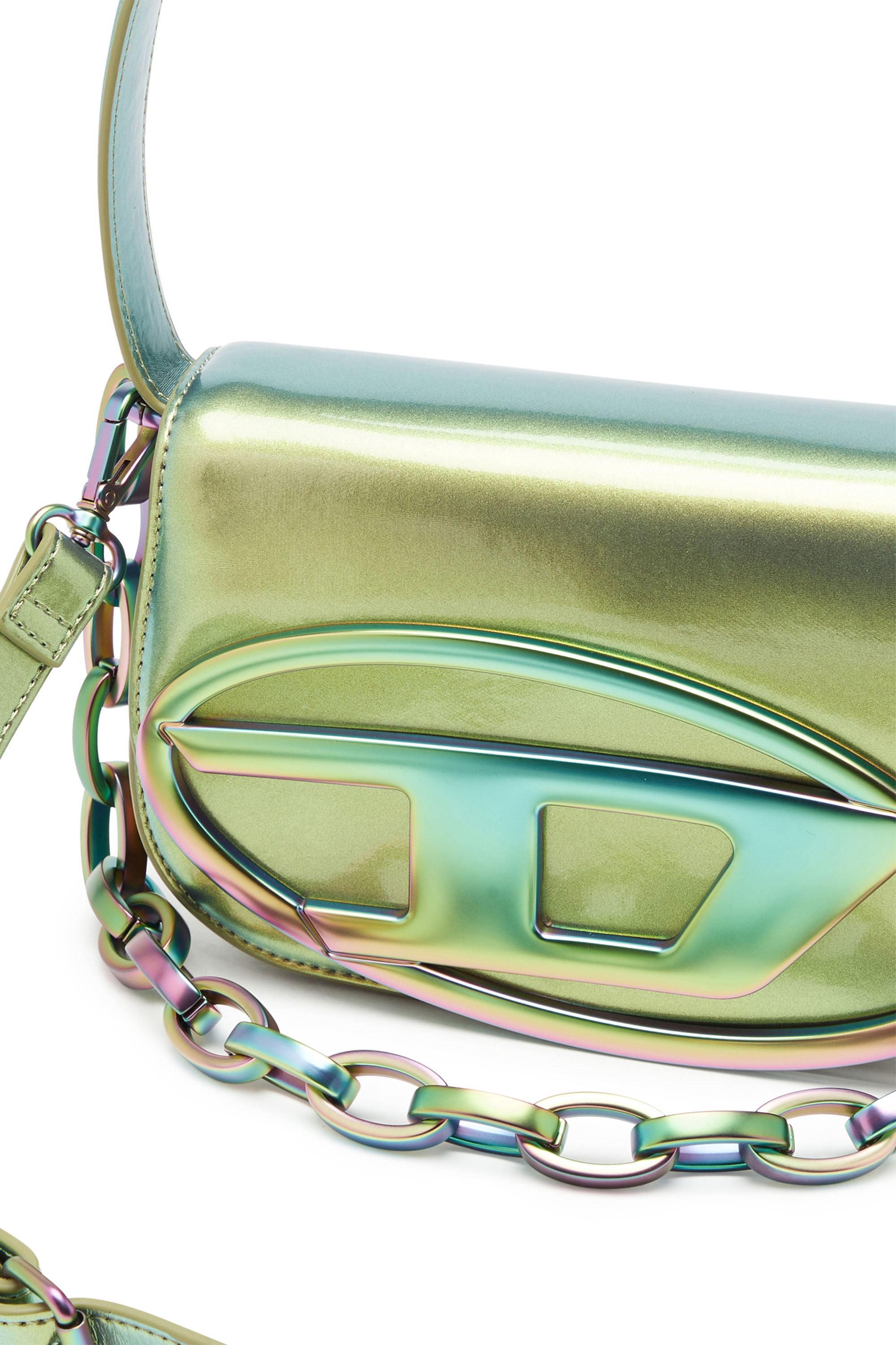 Diesel - 1DR, Woman's 1DR-Iconic shoulder bag with iridescent effect in Yellow/Green - 5