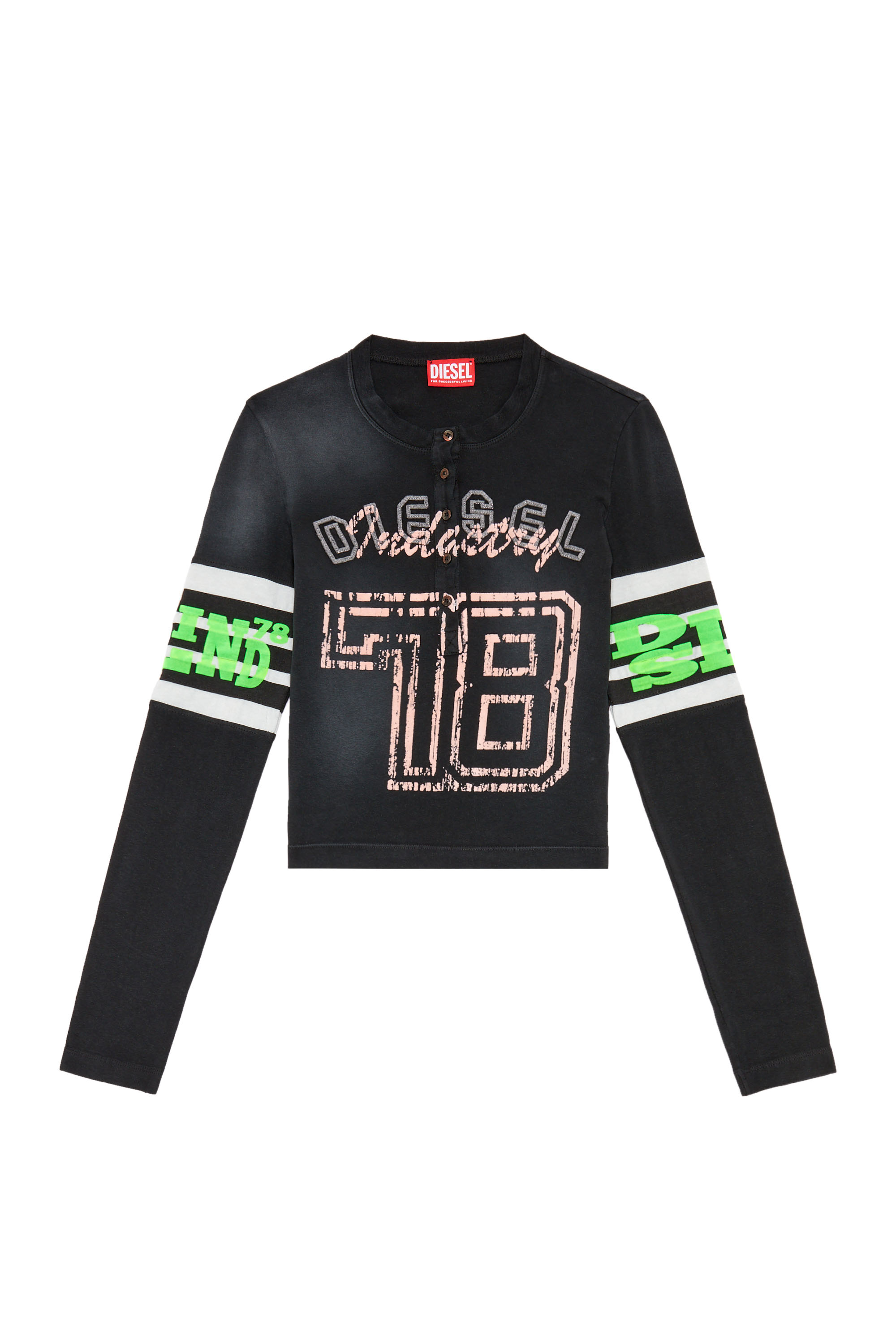 Diesel - T-UNCSERAFIN, Woman Top in treated jersey with flock prints in Black - Image 3