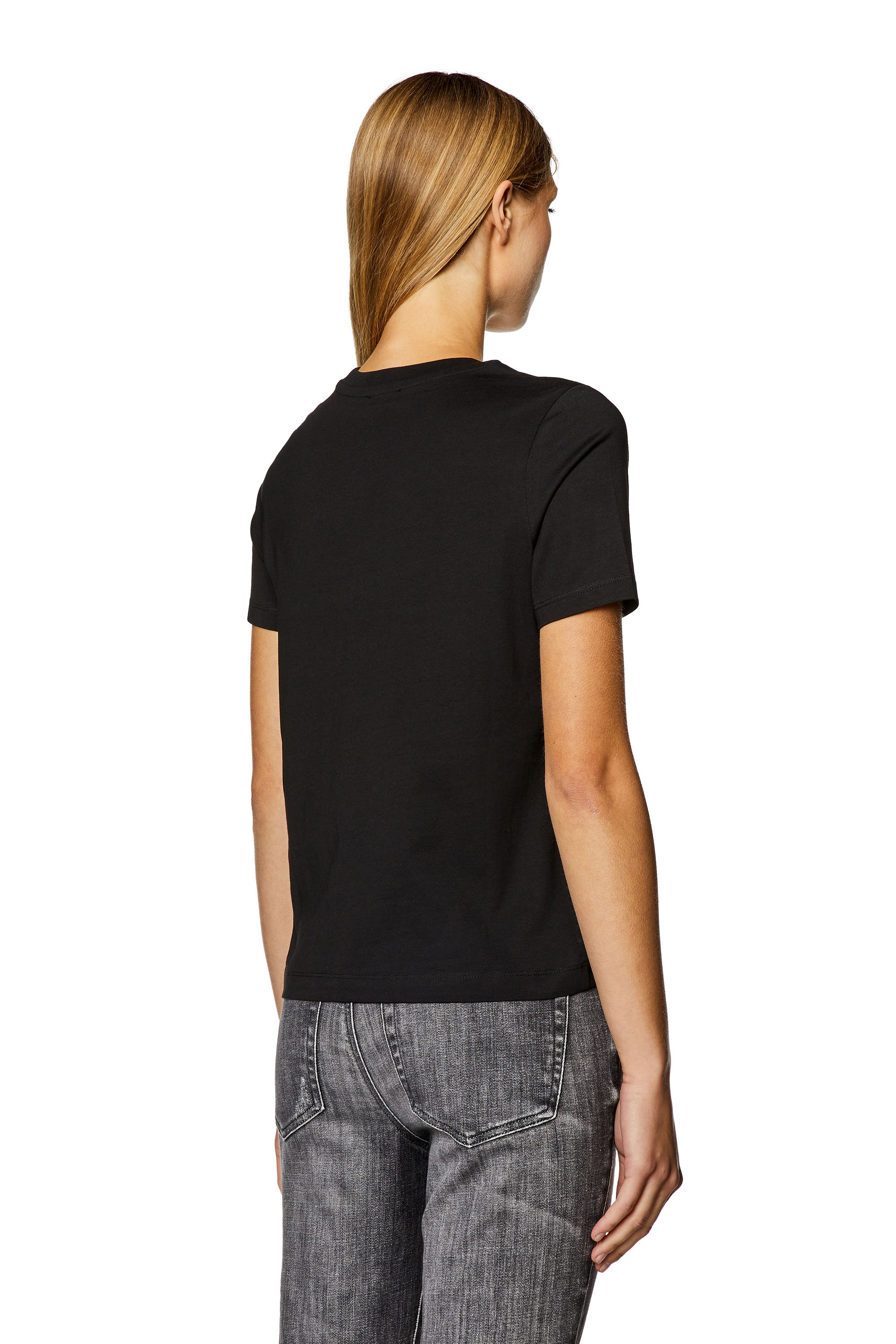Diesel - T-REG-D, Woman T-shirt with mini logo patch in Black - Image 4