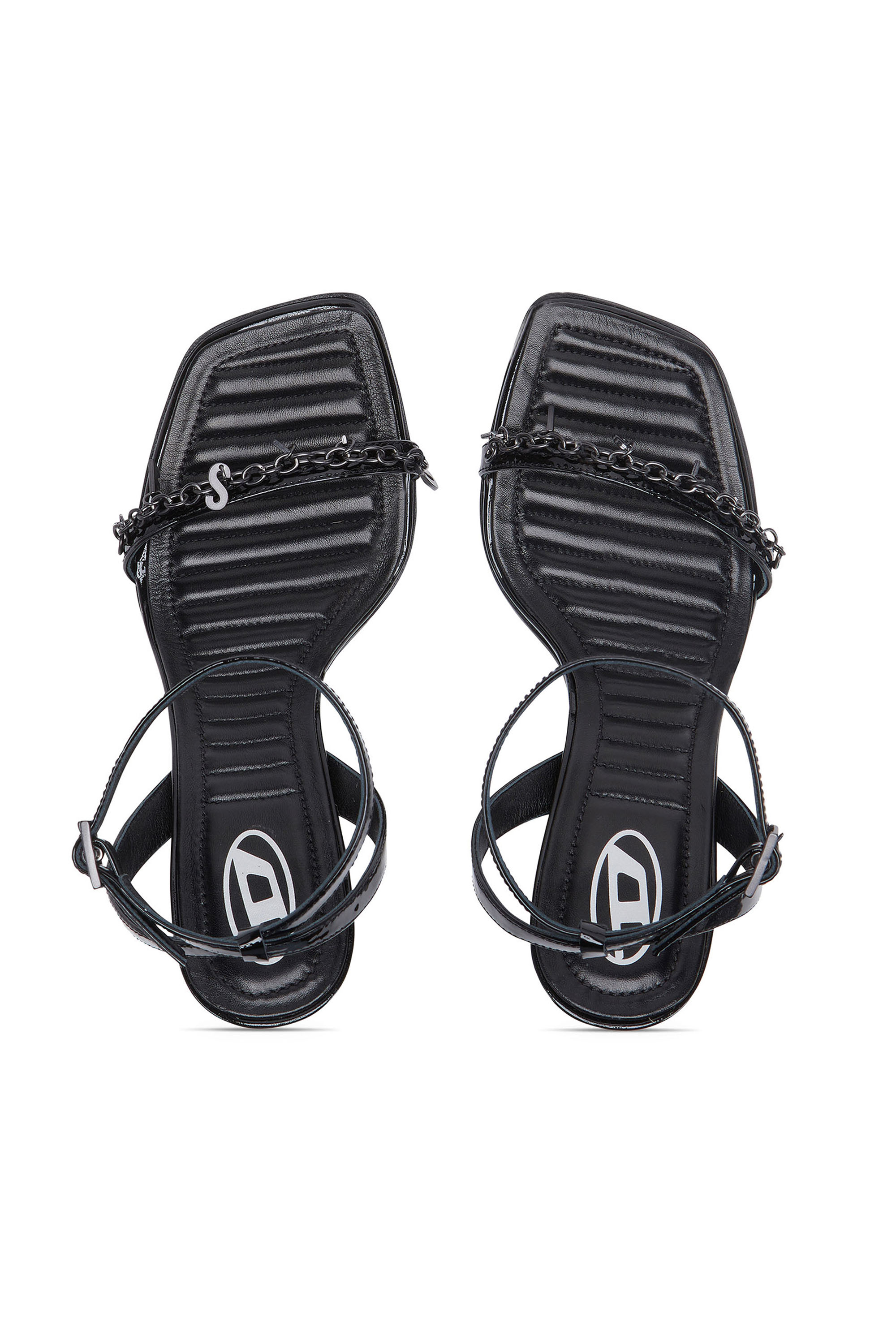 Diesel - D-VINA SDL, Woman D-Vina-Strappy sandals in metallic leather in Black - Image 4