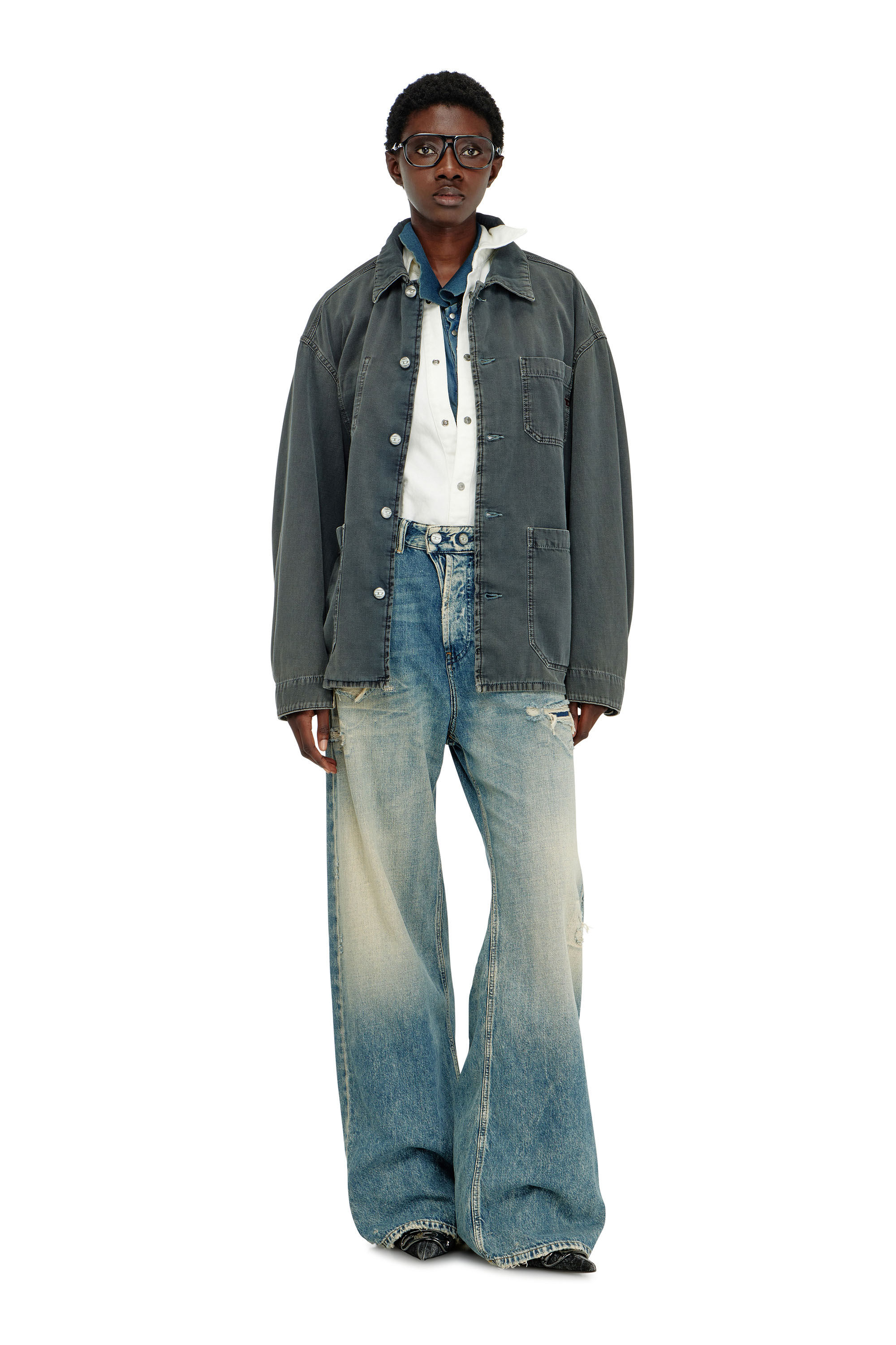 Diesel - D-STACK-U, Unisex's Utility-style jacket in coloured denim in Grey - 7
