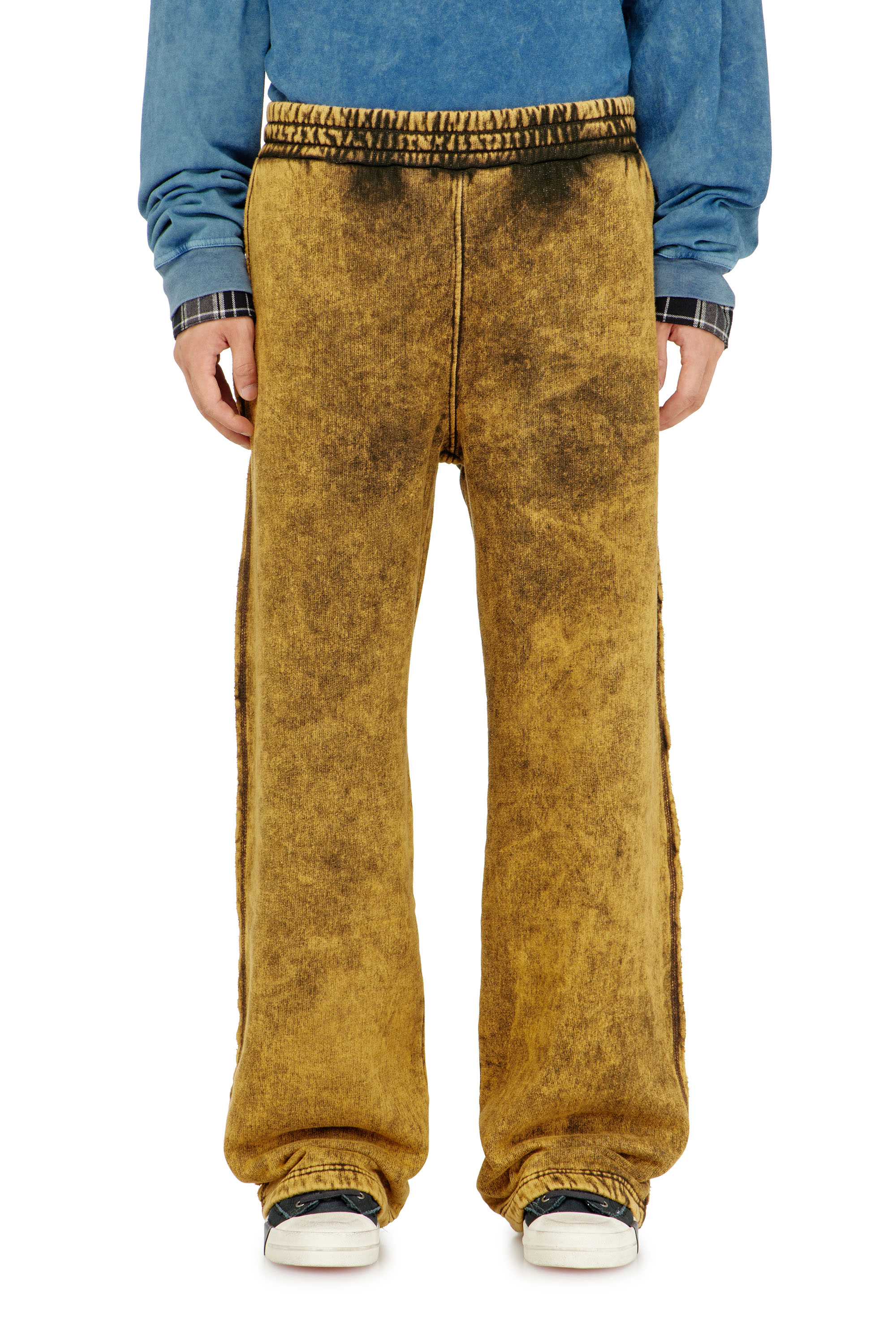 Diesel - P-MARTAINS-RAW, Man's Acid-wash sweatpants with raw edges in Brown - 2
