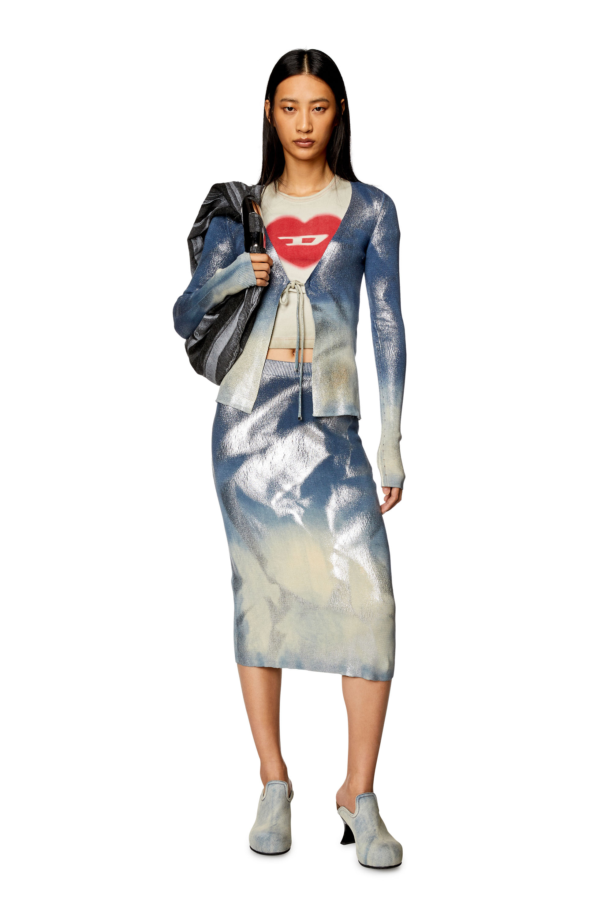 Diesel - M-ISOLDE, Woman Faded metallic cardigan in Blue - Image 2