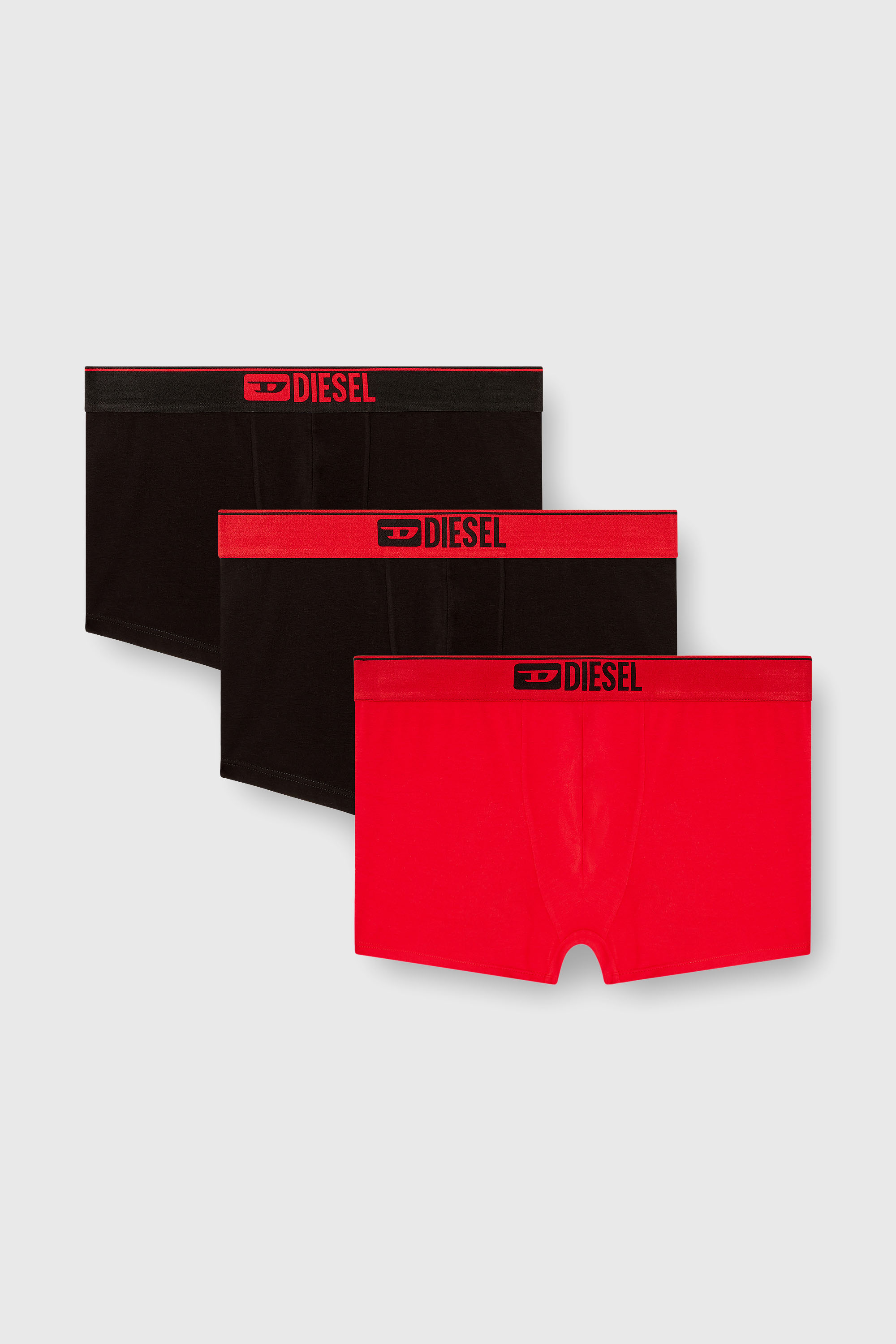 Diesel - UMBX-DAMIENTHREEPACK, Man's Three-pack of plain boxer briefs in Red/Black - 1