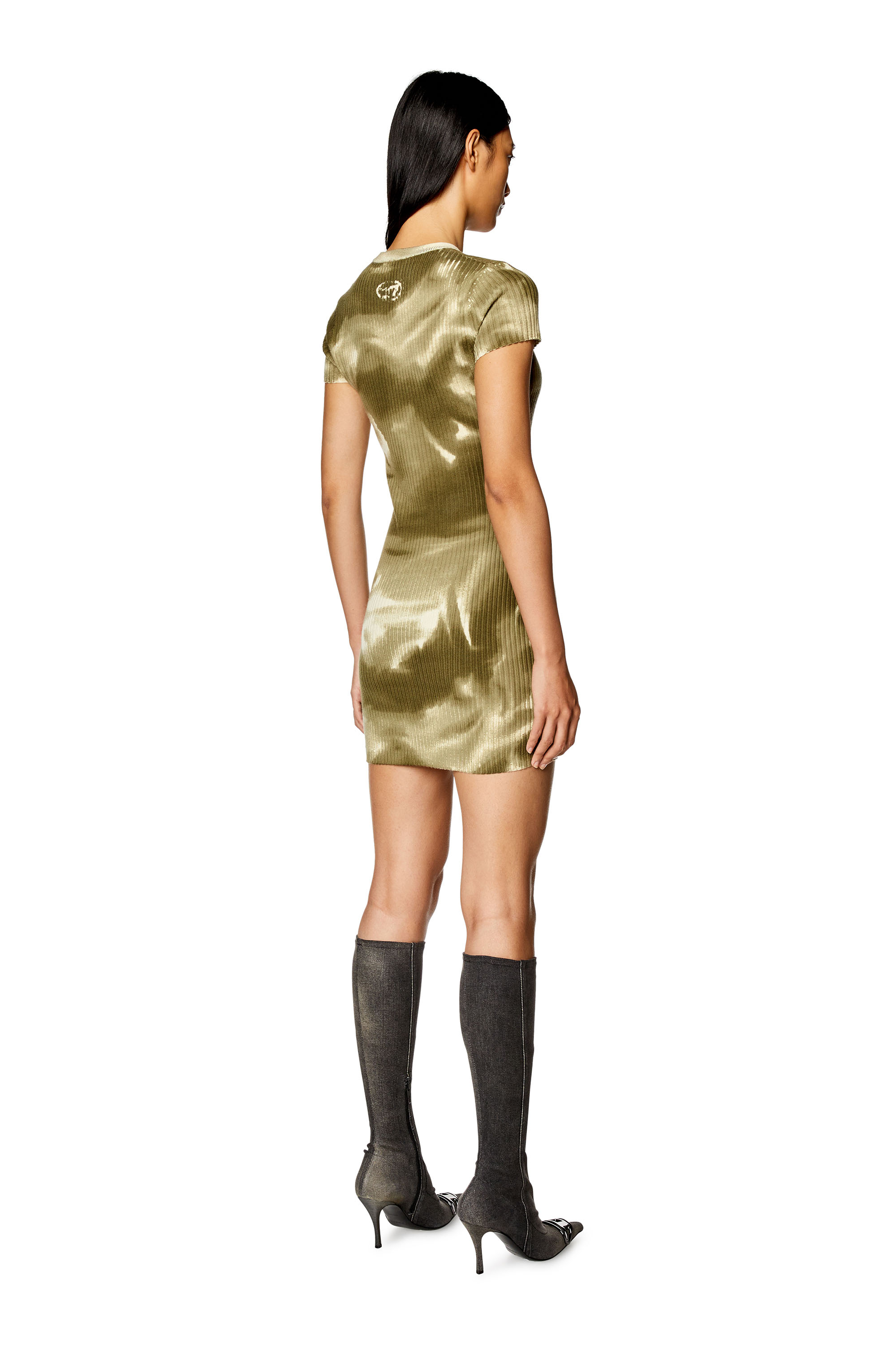 Diesel - M-BONET, Woman Short dress in camo wool knit in Green - Image 4