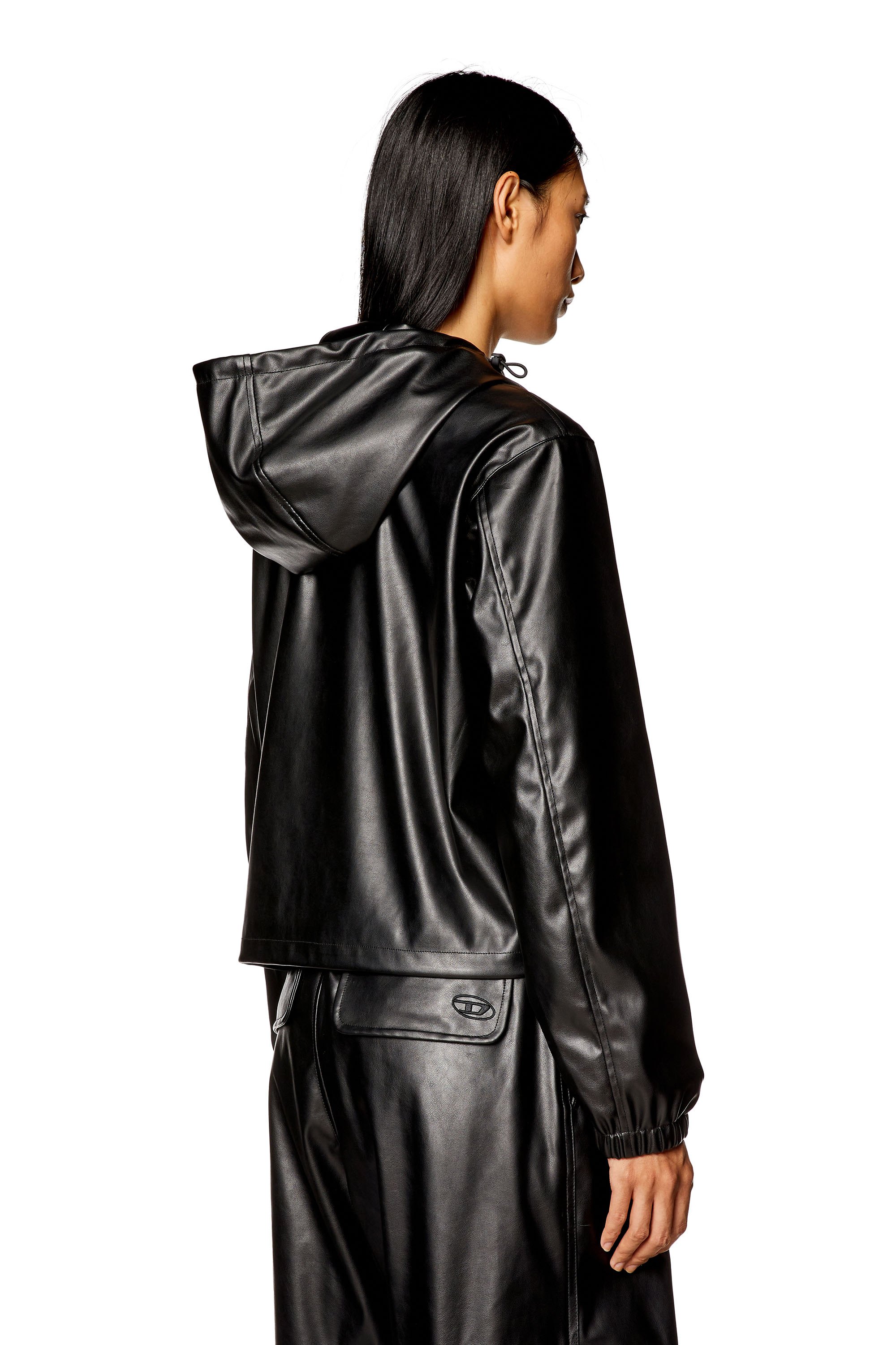 Diesel - G-BONNY-N1, Woman Hooded jacket in coated fabric in Black - Image 3