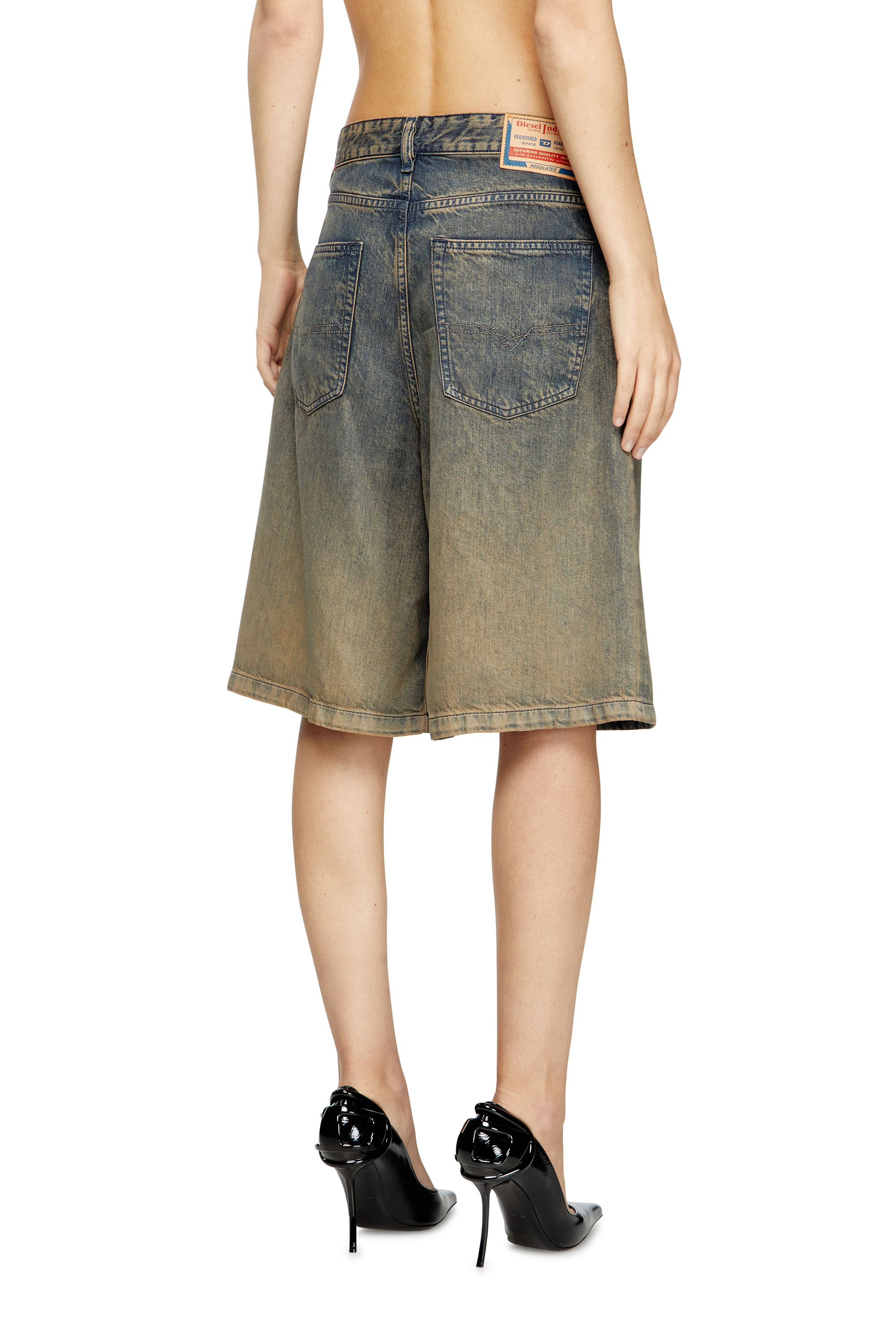 DE-SIRE-SHORT-S, Dark Blue Diesel - DE-SIRE-SHORT-S, Woman's Shorts in fluid shaded denim in Dark Blue - 4