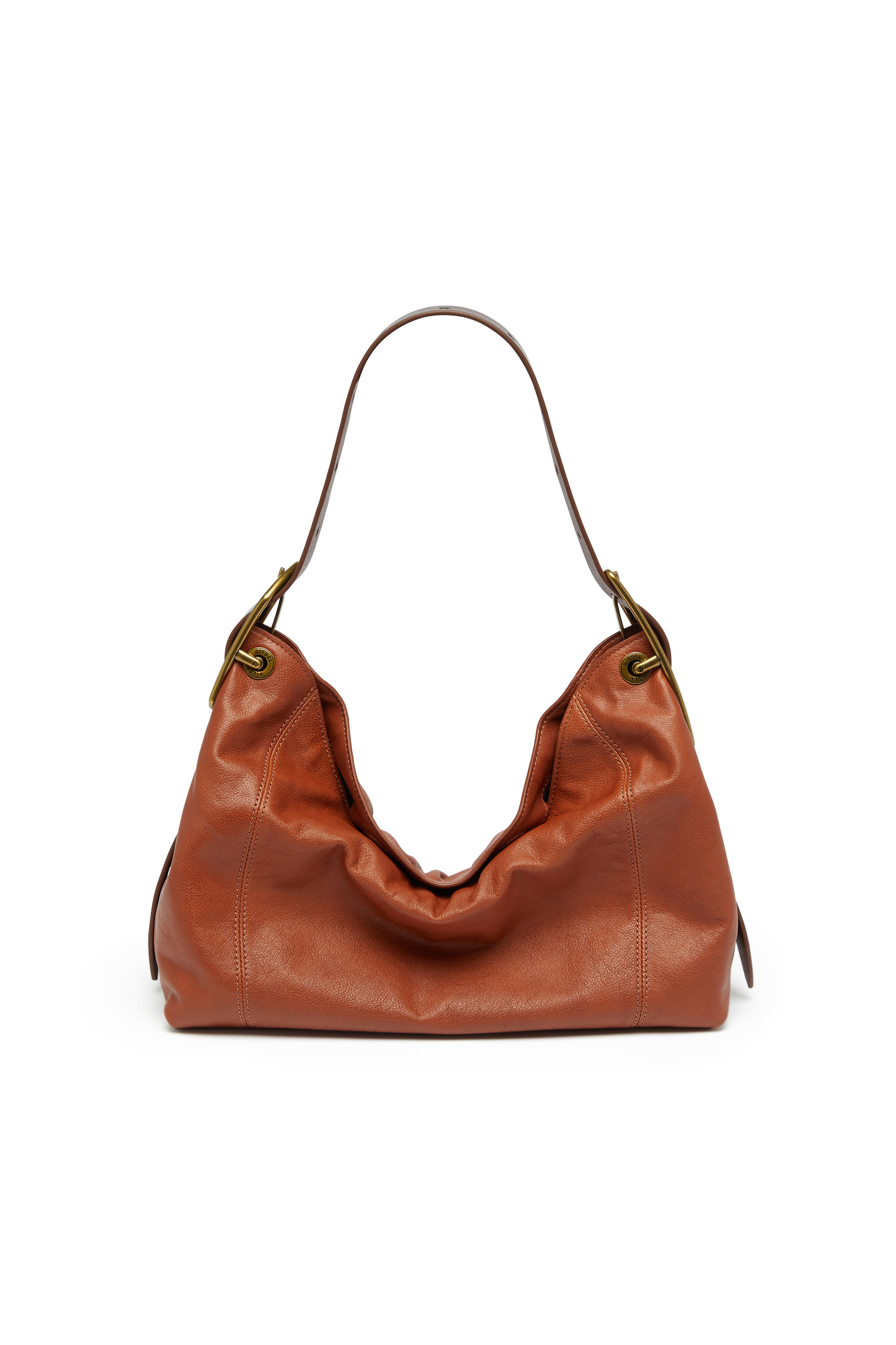 Diesel - D-LINE HOBO S, Woman's D-Line-Shoulder bag in shiny leather in Brown - 1
