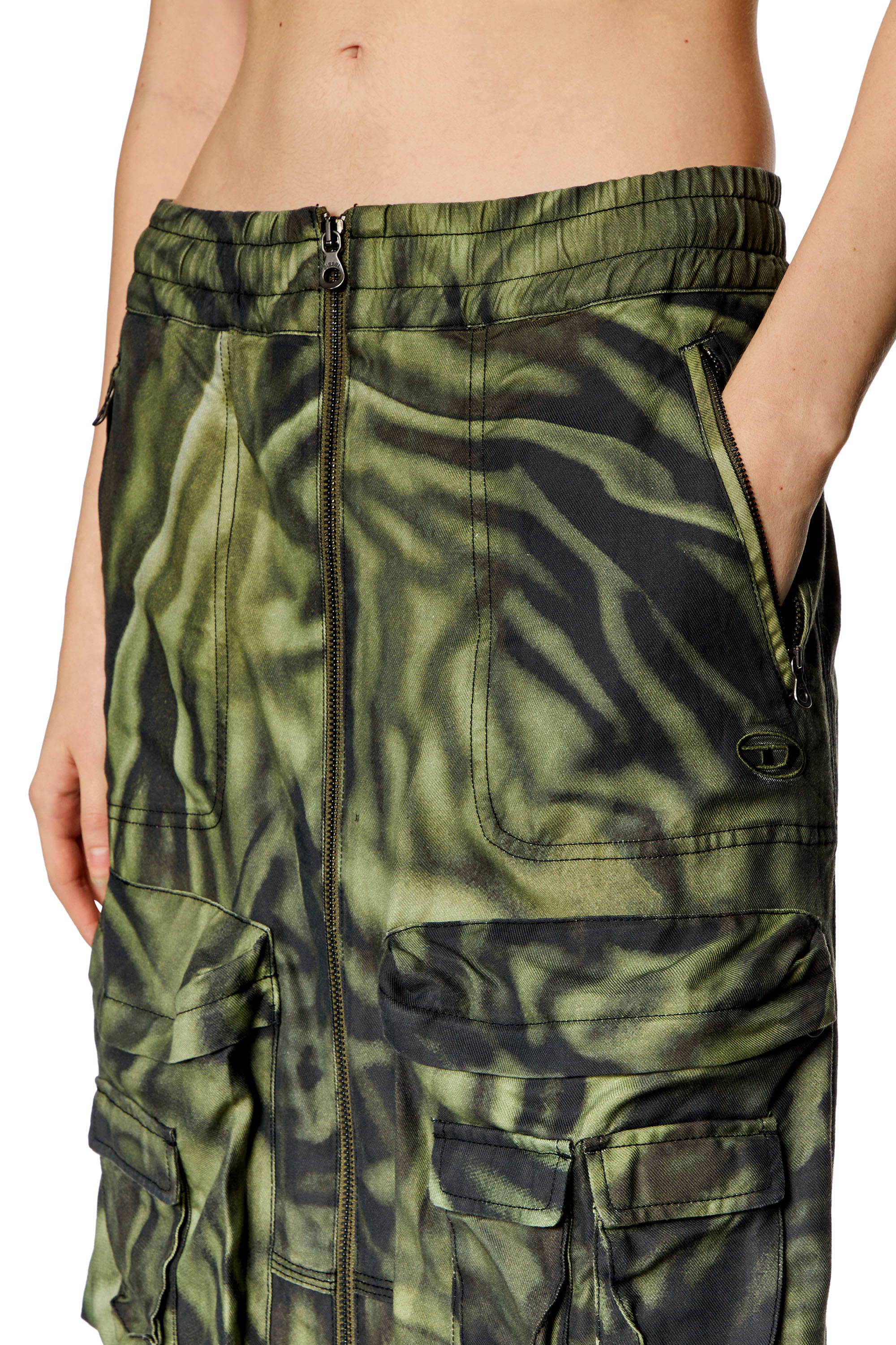 Diesel - O-MIRTOW, Woman Long cargo skirt with zebra-camo print in Multicolor - Image 5