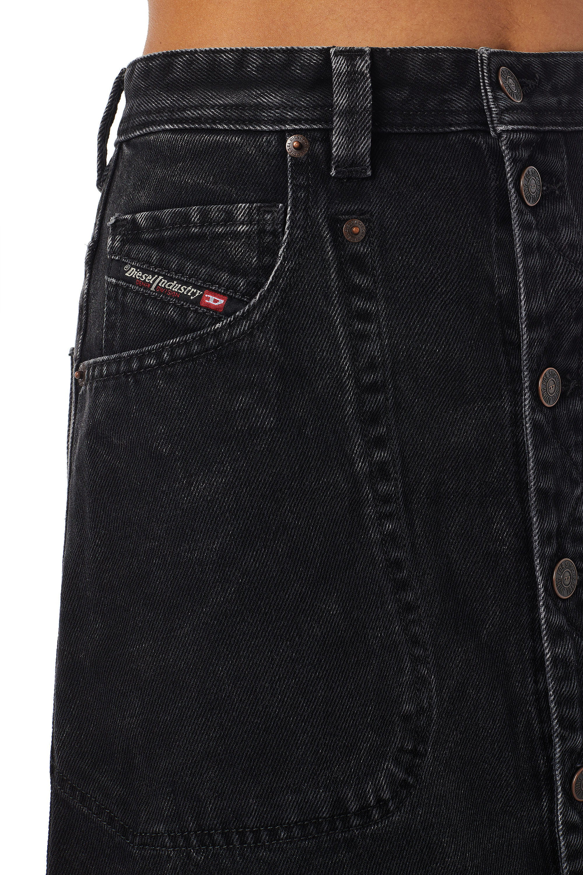 Diesel - DE-ALBUS-L A-LINE LONG SKIRT, Black/Dark grey - Image 3