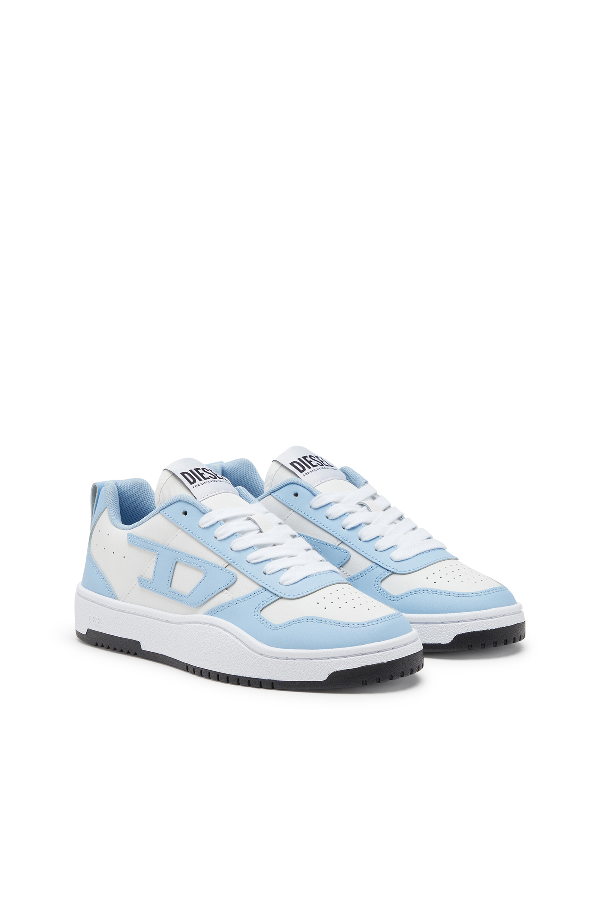 Diesel - S-UKIYO V2 LOW W, Woman's S-Ukiyo Low-Low-top sneakers in leather and nylon in White/Blue - 2