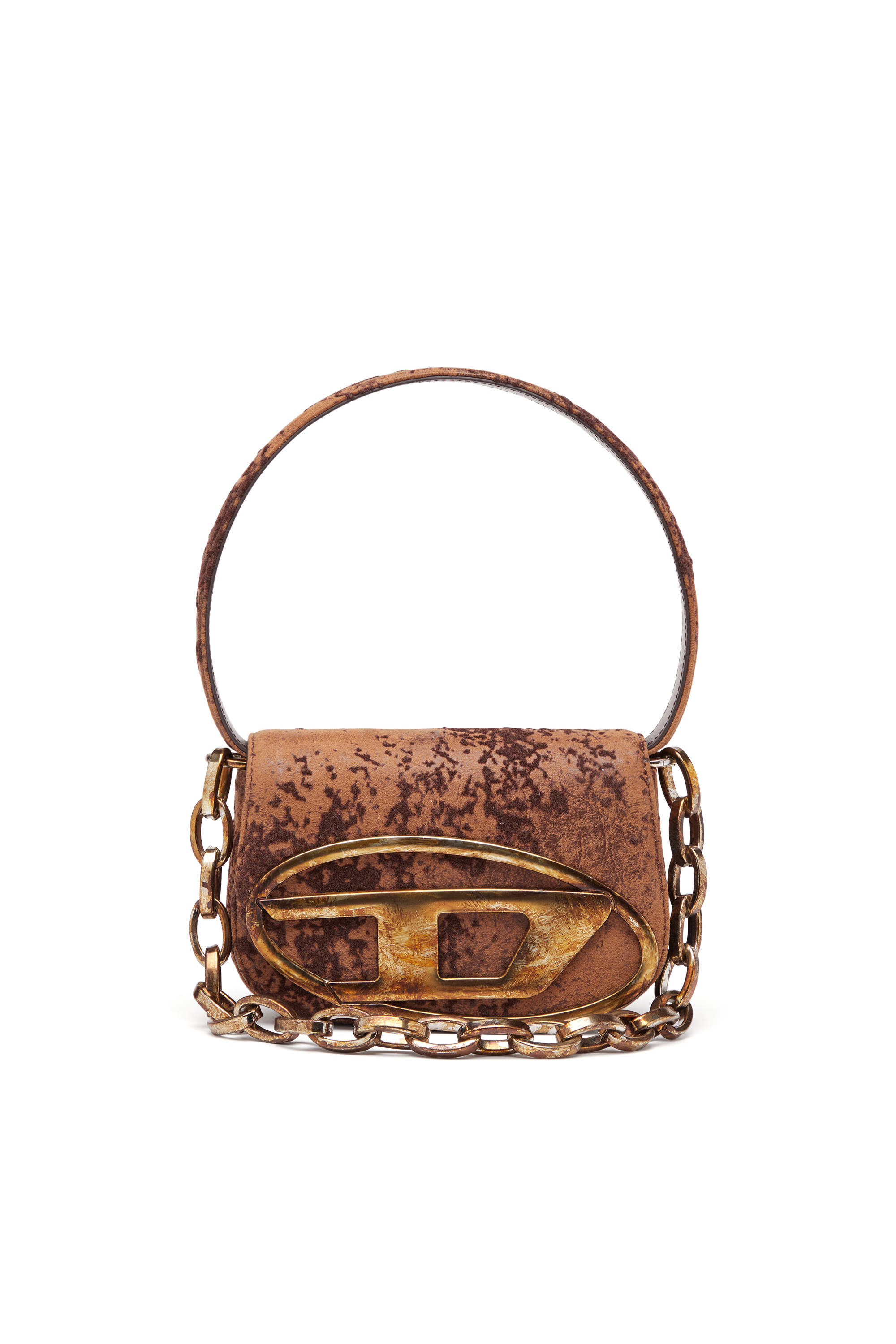 Diesel - 1DR, Woman's 1DR-Iconica borsa a spalla in tessuto floccato in Brown - 1